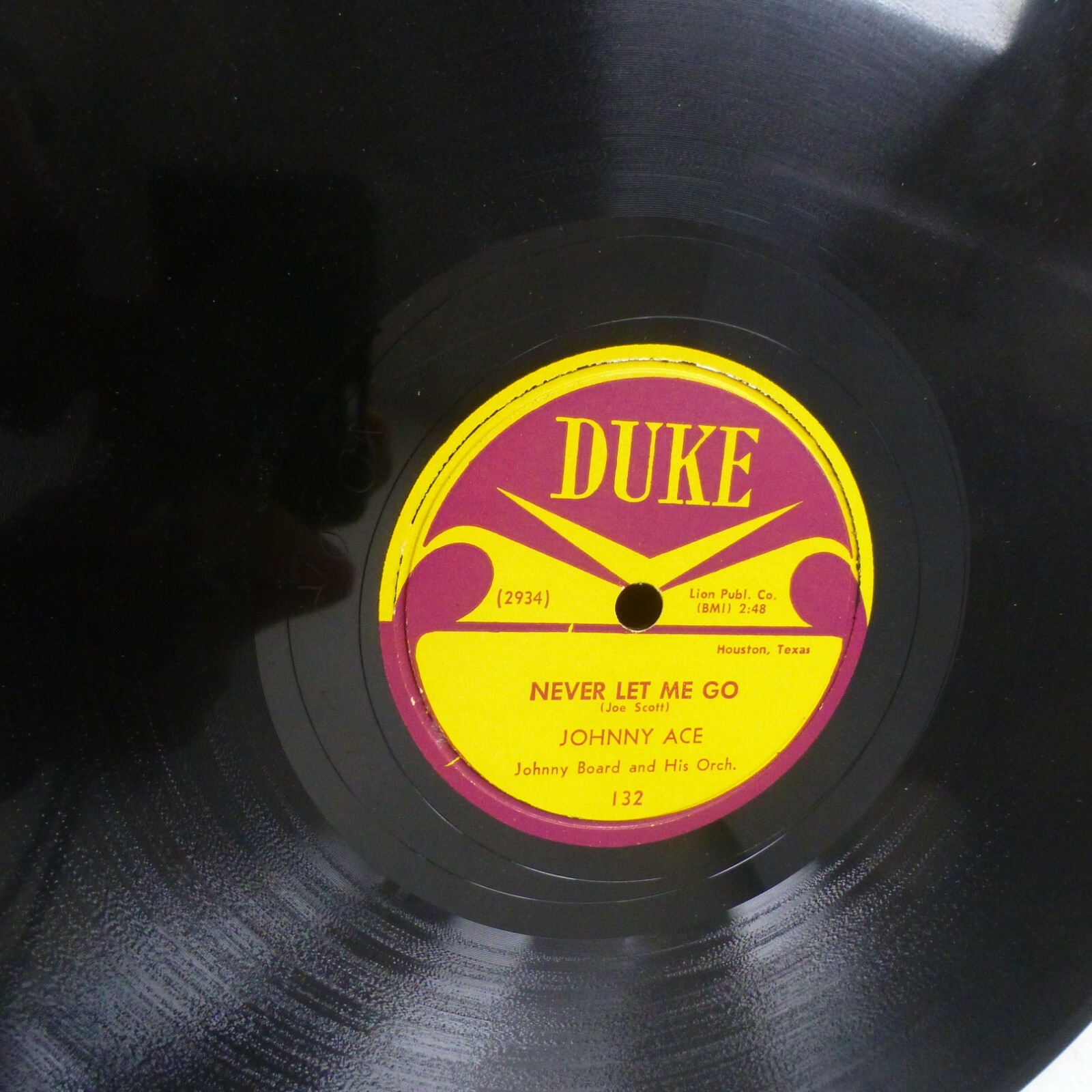 JOHNNY ACE R&B 78 Never Let Me Go b/w Burley Cutie Single, Duke, VG+