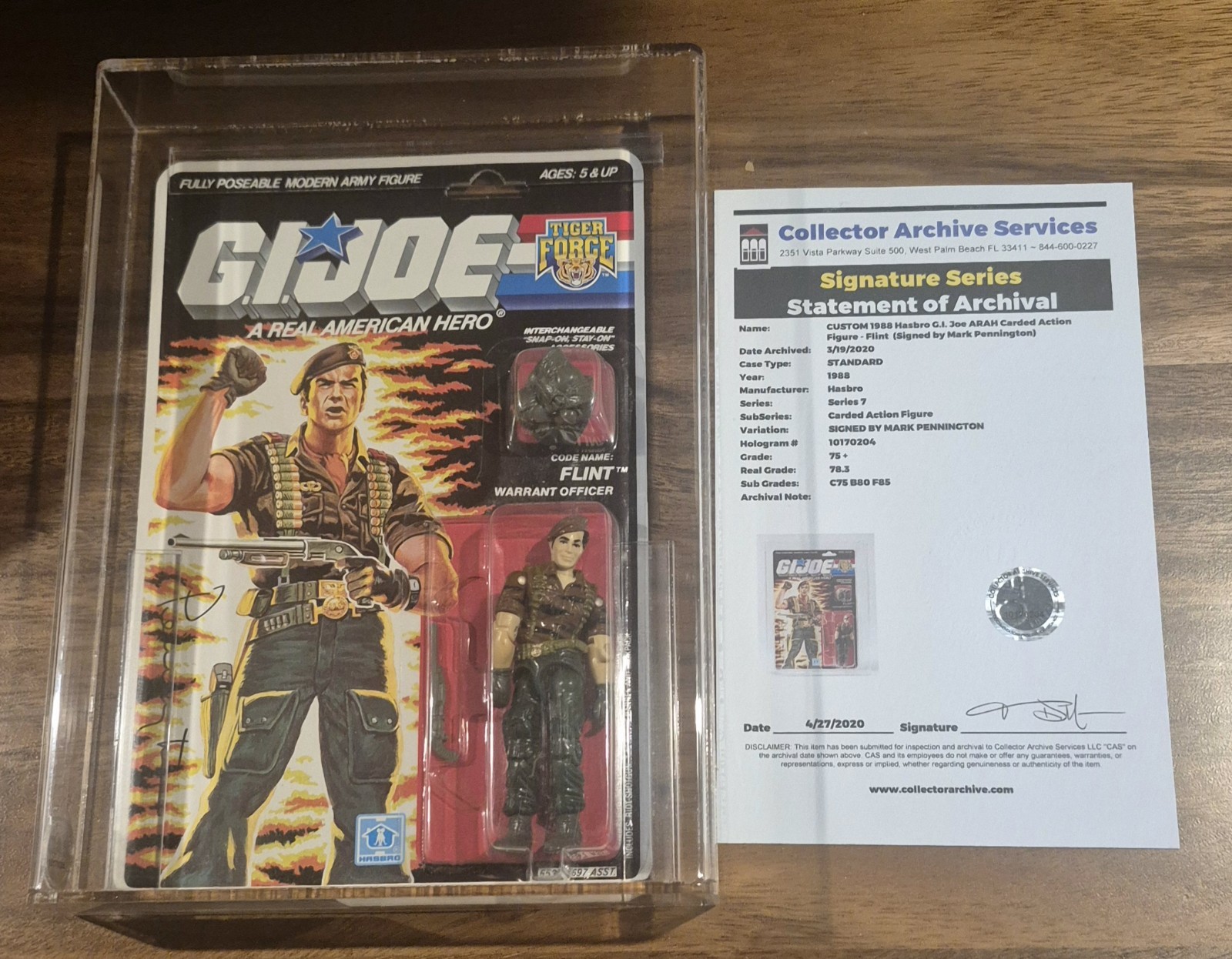 G.I. Joe Tiger Force Flint MOC sigillato Hasbro 1988 CAS 75+ firmato Mark Pennington