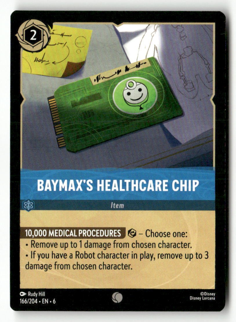 Baymax's Healthcare Chip 166/204 comune azzurro mare Lorcana quasi nuovo