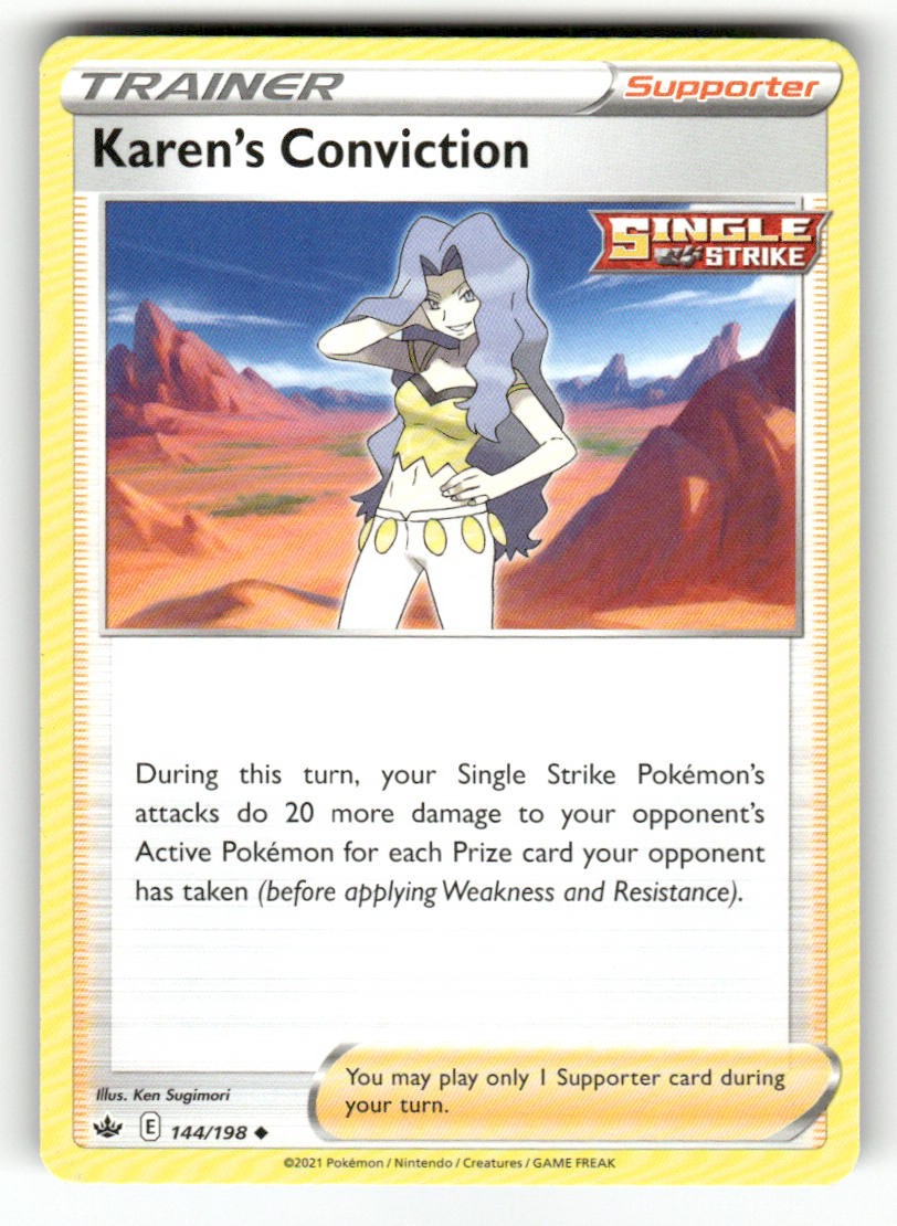 Karen's Conviction 144/198 Pokemon Regno Ghiacciante Non Comune Giocato Leggermente