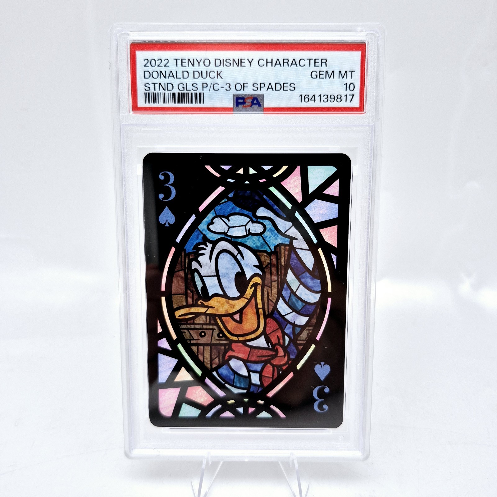 2022 Tenyo Disney Paperino 3 di picche PSA 10 carte da gioco vetro colorato