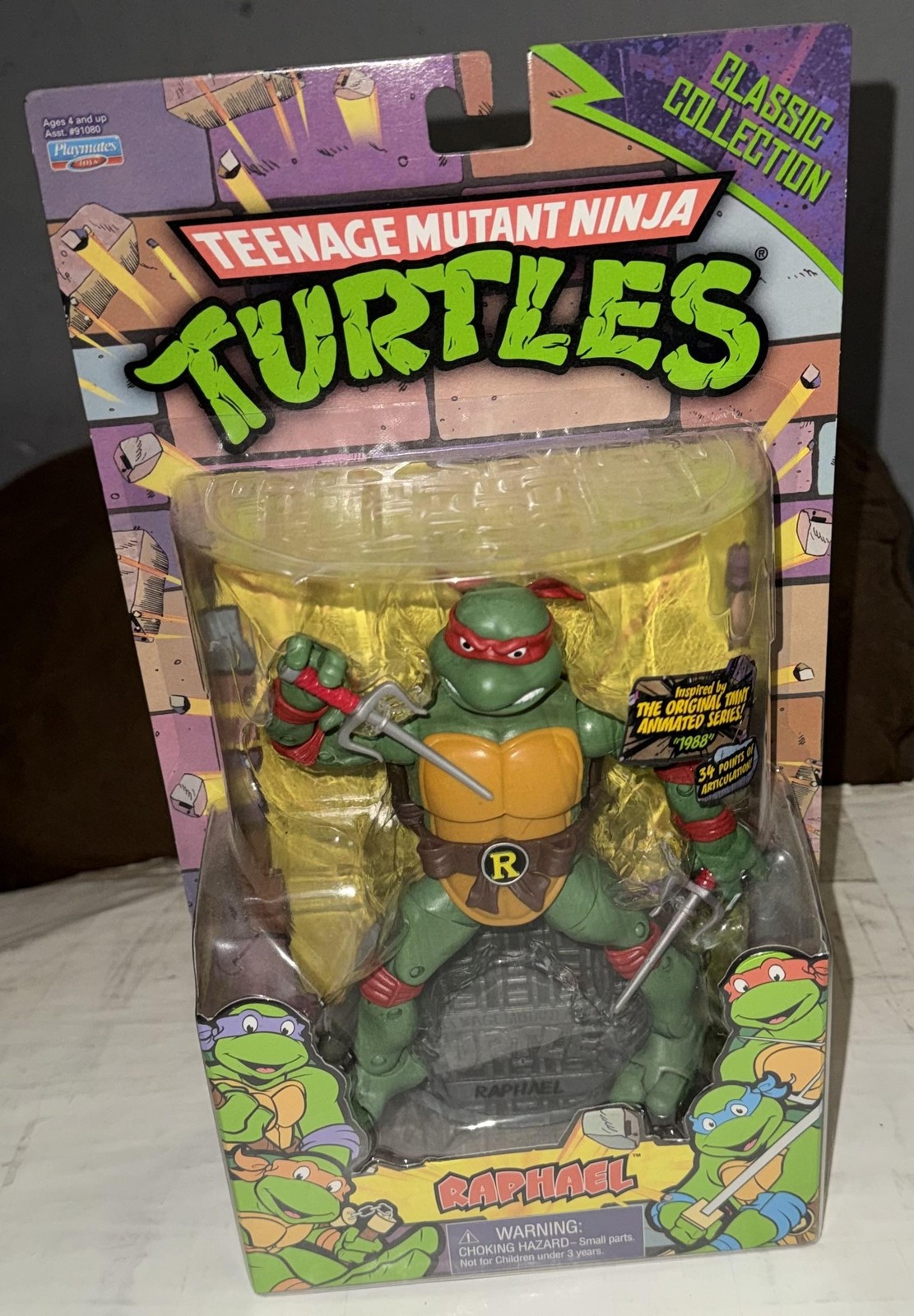 TMNT Raphael Classic Collection Playmates Action Figure 6in Verde Nuovo Cardato