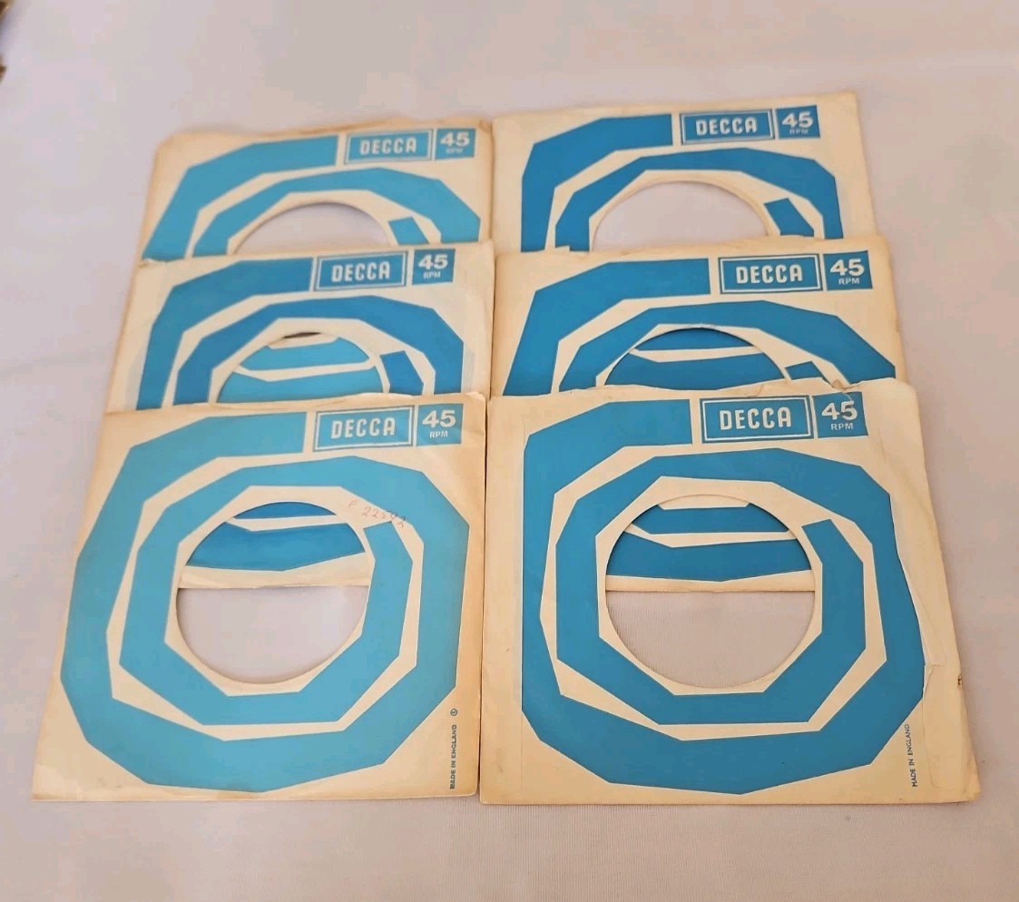 UK 45 RPM 7" RECORD SLEEVES CO. SLEEVE 6 PACK SEE PHOTO Decca Records (SLV400)