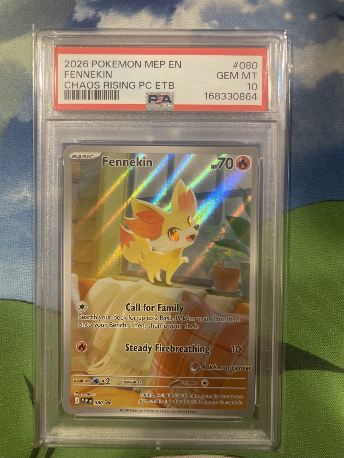 2026 POKEMON MEP CHAOS RISING POKEMON CENTER ETB PROMO #080 FENNEKIN PSA 10