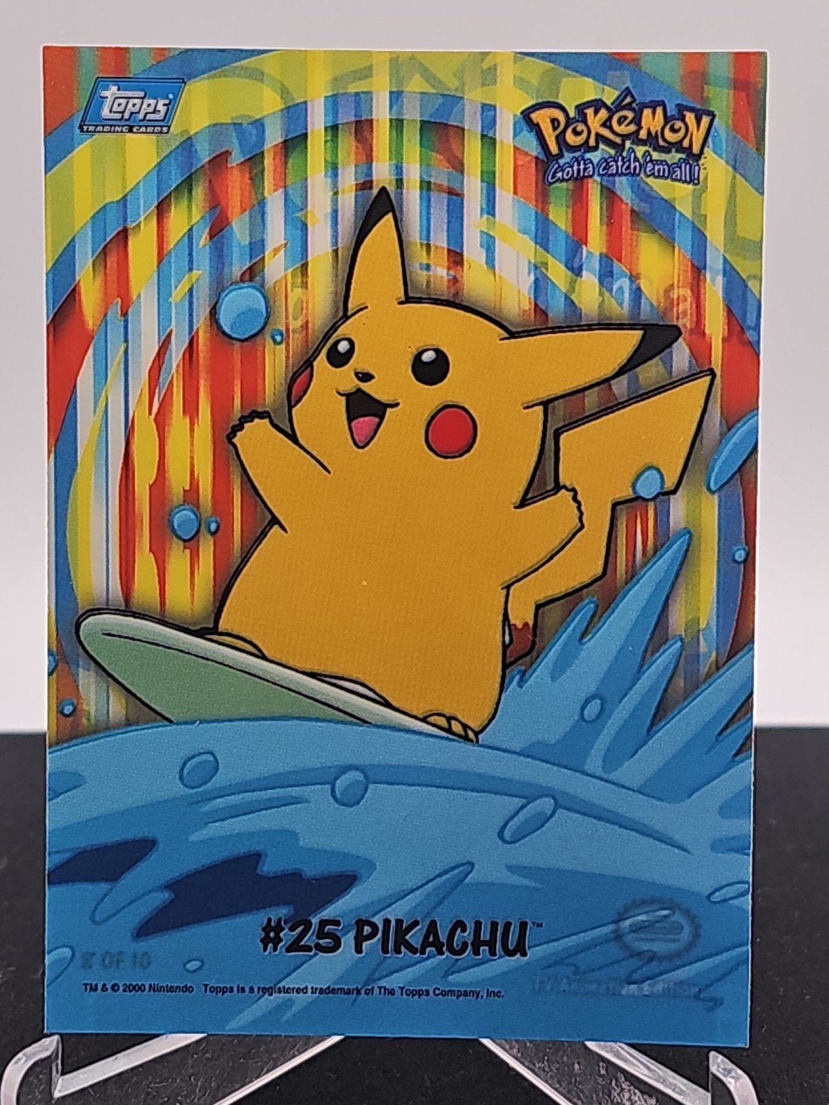 2000 Topps Pokemon TV Animazione Serie 2 Surfing #25 Pikachu 8 di 10 Stick-On
