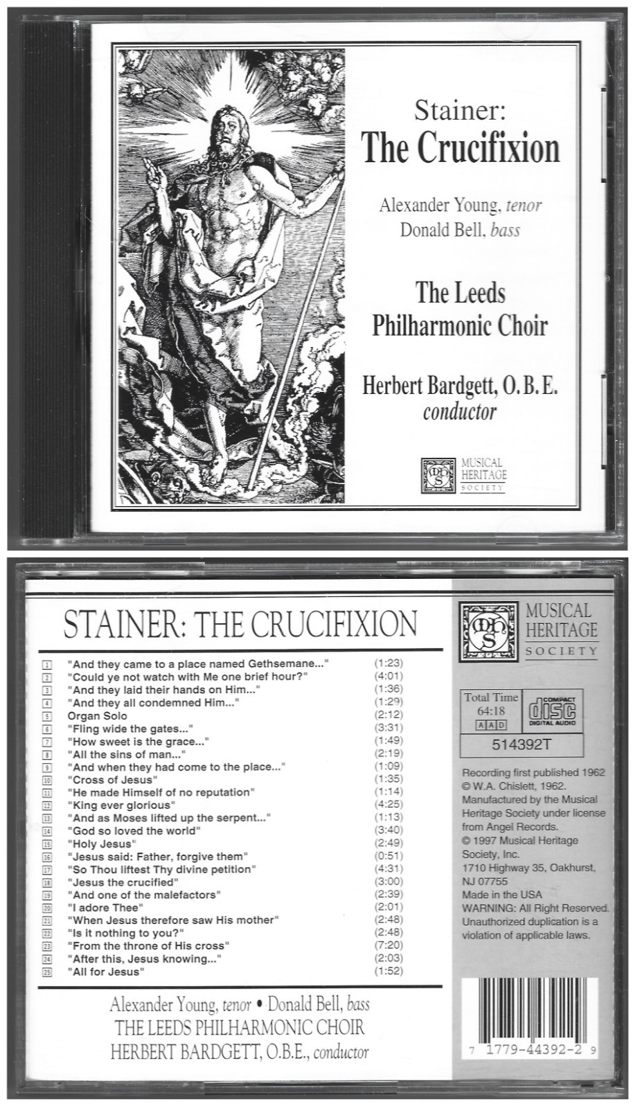 Stainer The Crucifixion Bardgett Leeds Philharmonic Choir Young Bell Nr Fine CD