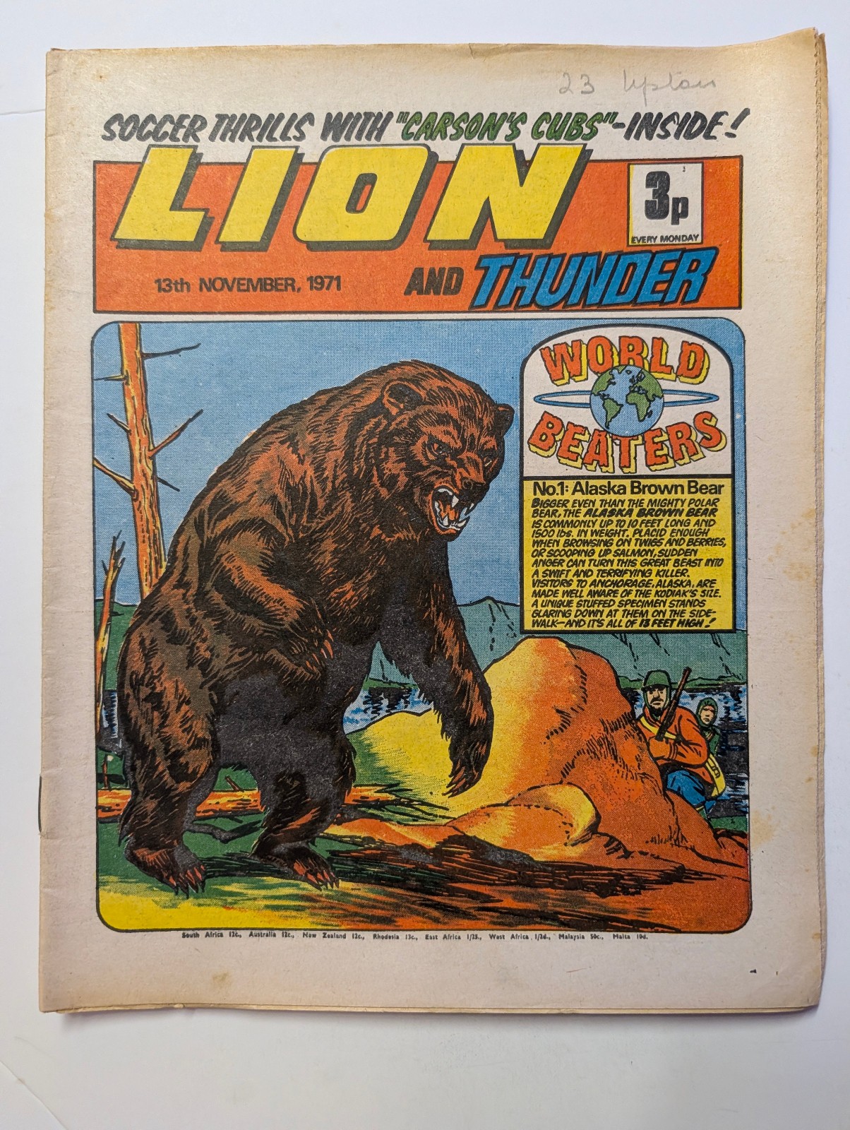 Lion and Thunder Comic, 13th November 1971, Fleetway Publishing
