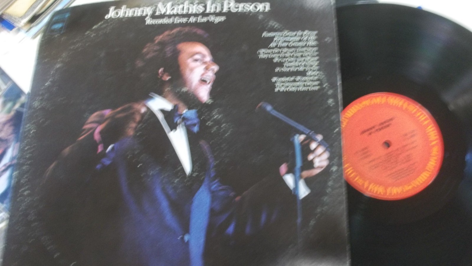 johnny mathis 33 rpm records lps 2 record set gatefold/very good live las vegas