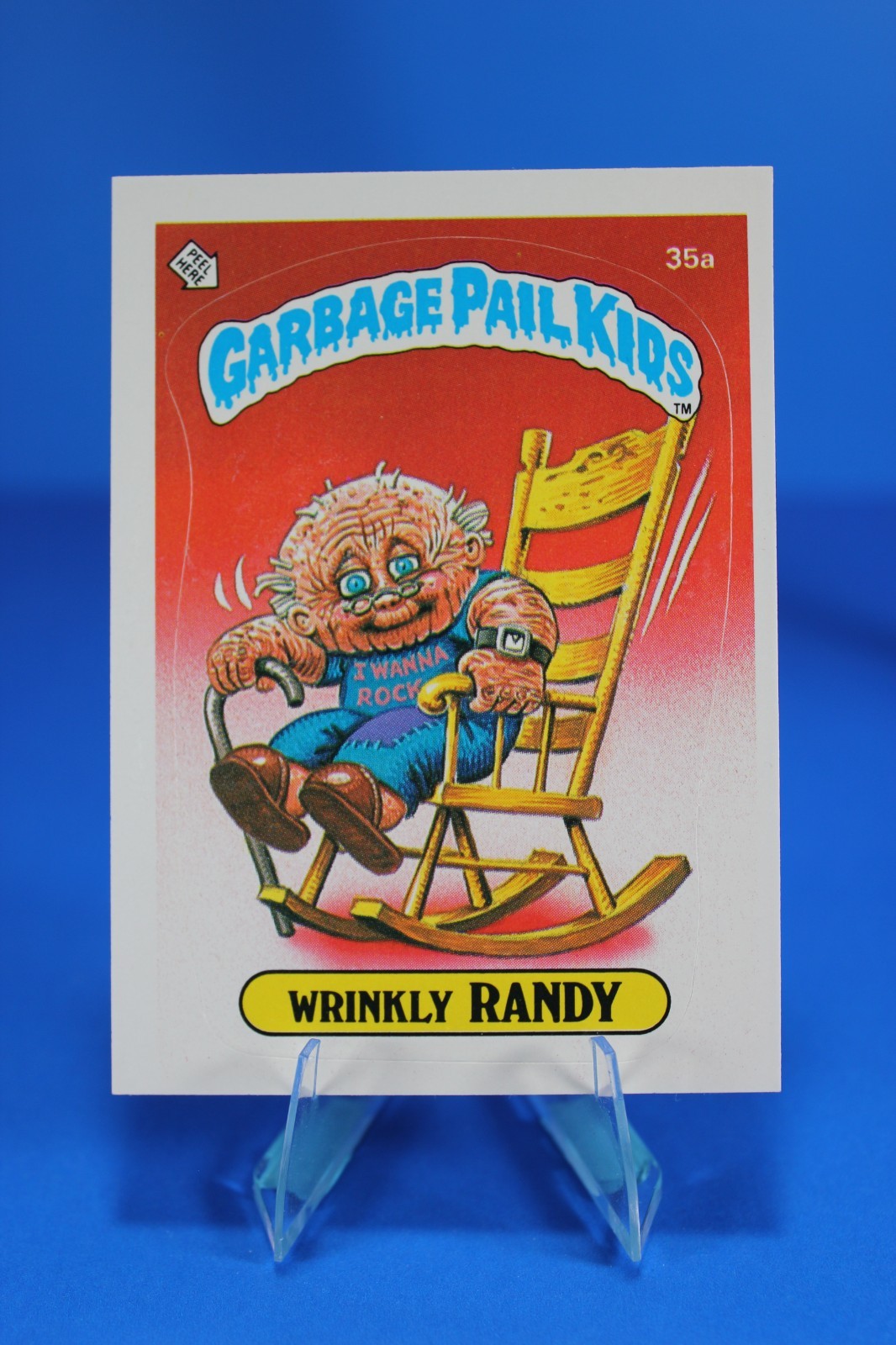 Carta Topps Garbage Pail Kids 1985 GPK prima serie 1 OS1 35a Wrinkly Randy