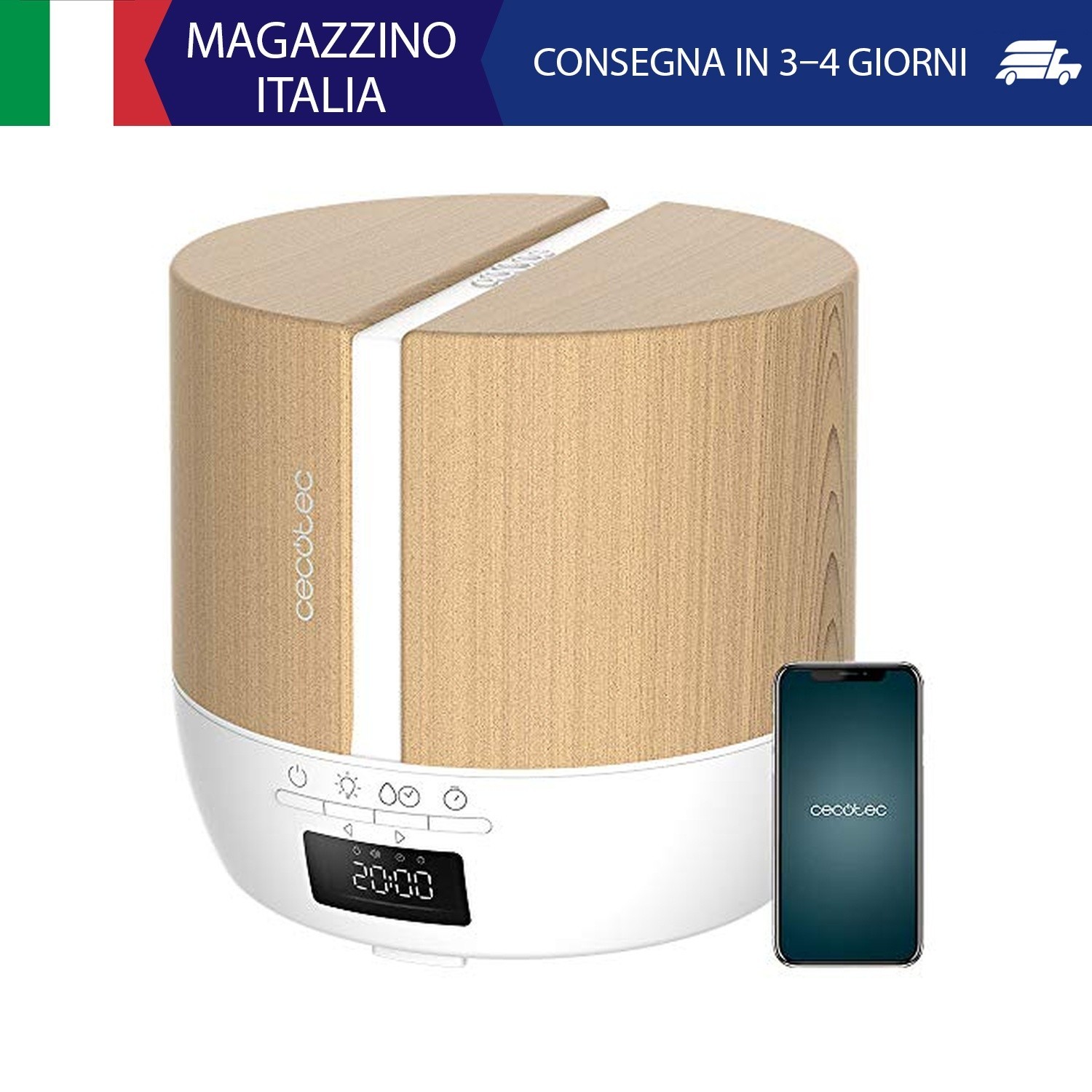 Cecotec Diffusore di aromi PureAroma 550 Connected White Woody. Capacità 500 ml,