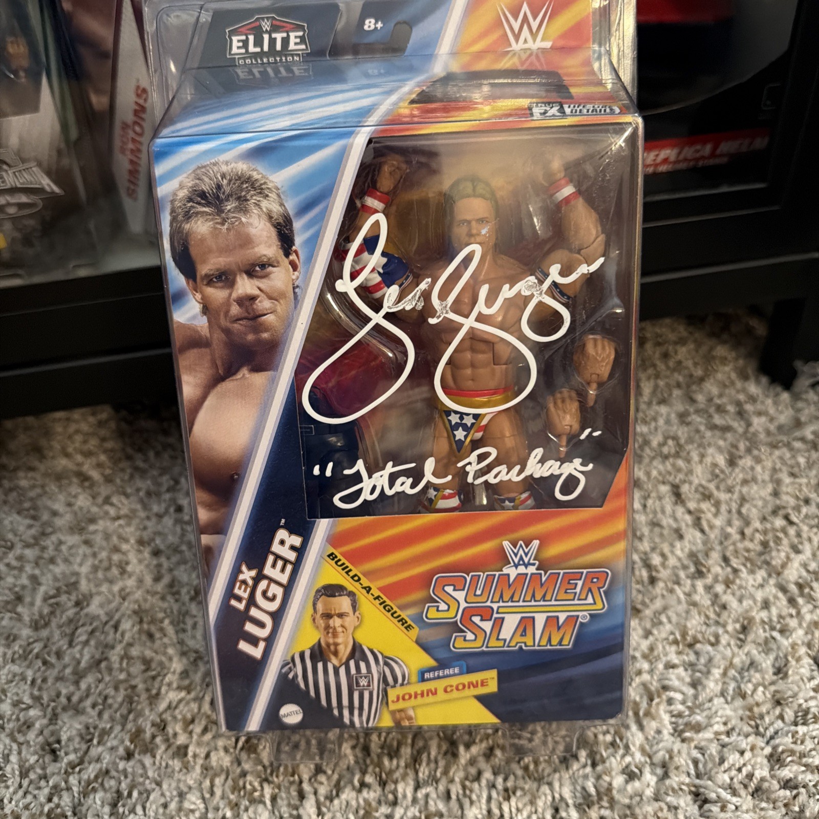 Lex Luger WWE WWF Elite Mattel Action Figure Auto Confezione Totale Iscrizione JSA