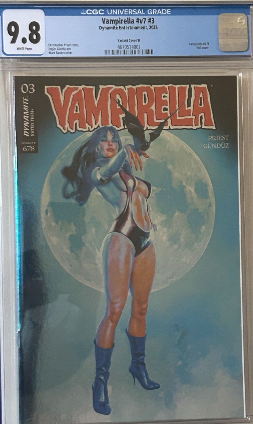 Vampirella #3 CGC 9.8 Mark Spears-Foc Bonus Foil CVR W (Dynamite 2025)