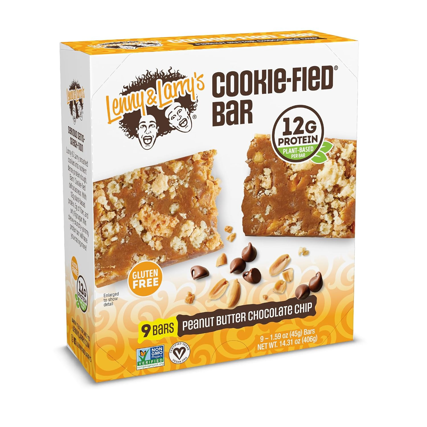Lenny & Larry'S Cookie-Fied Protein Bar Peanut Butter, 12G Protein, 9 Pack