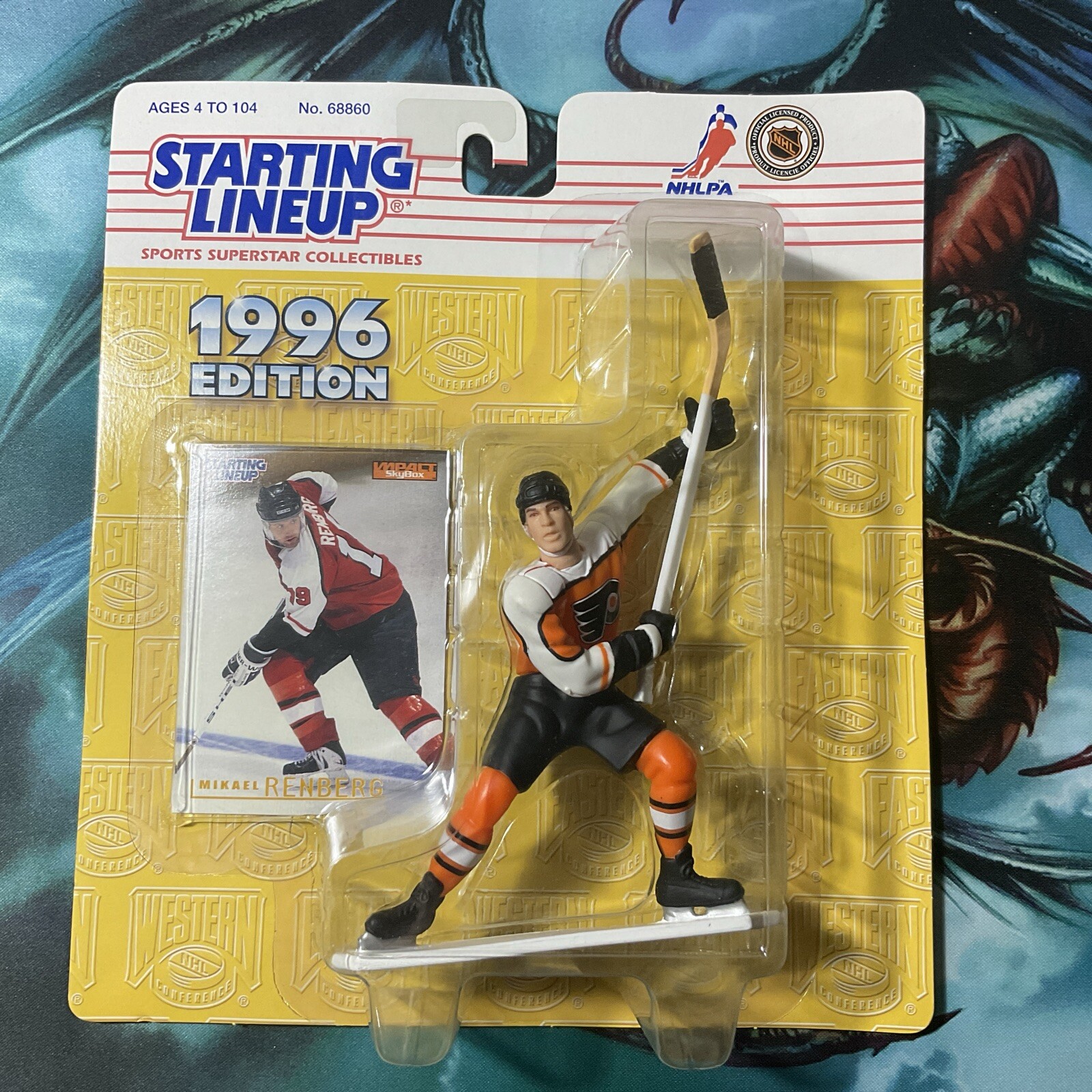 Kenner SLU 1996 Starting Lineup MIKAEL RENBERG Philadelphia Flyers con scheda nuovo