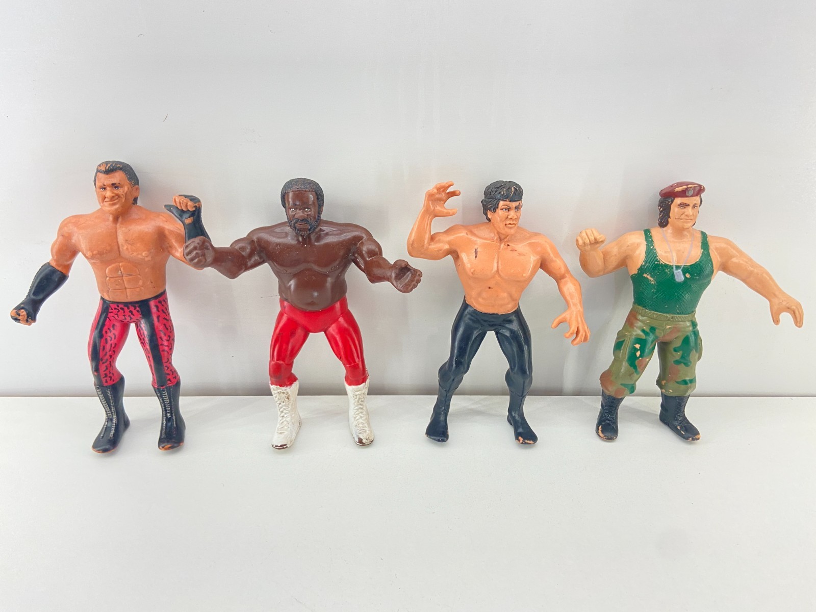 🤼 Lotto di 4 figurine vintage LJN Wrestling ~ Beefcake, Steamboat, JYD, Kirchner