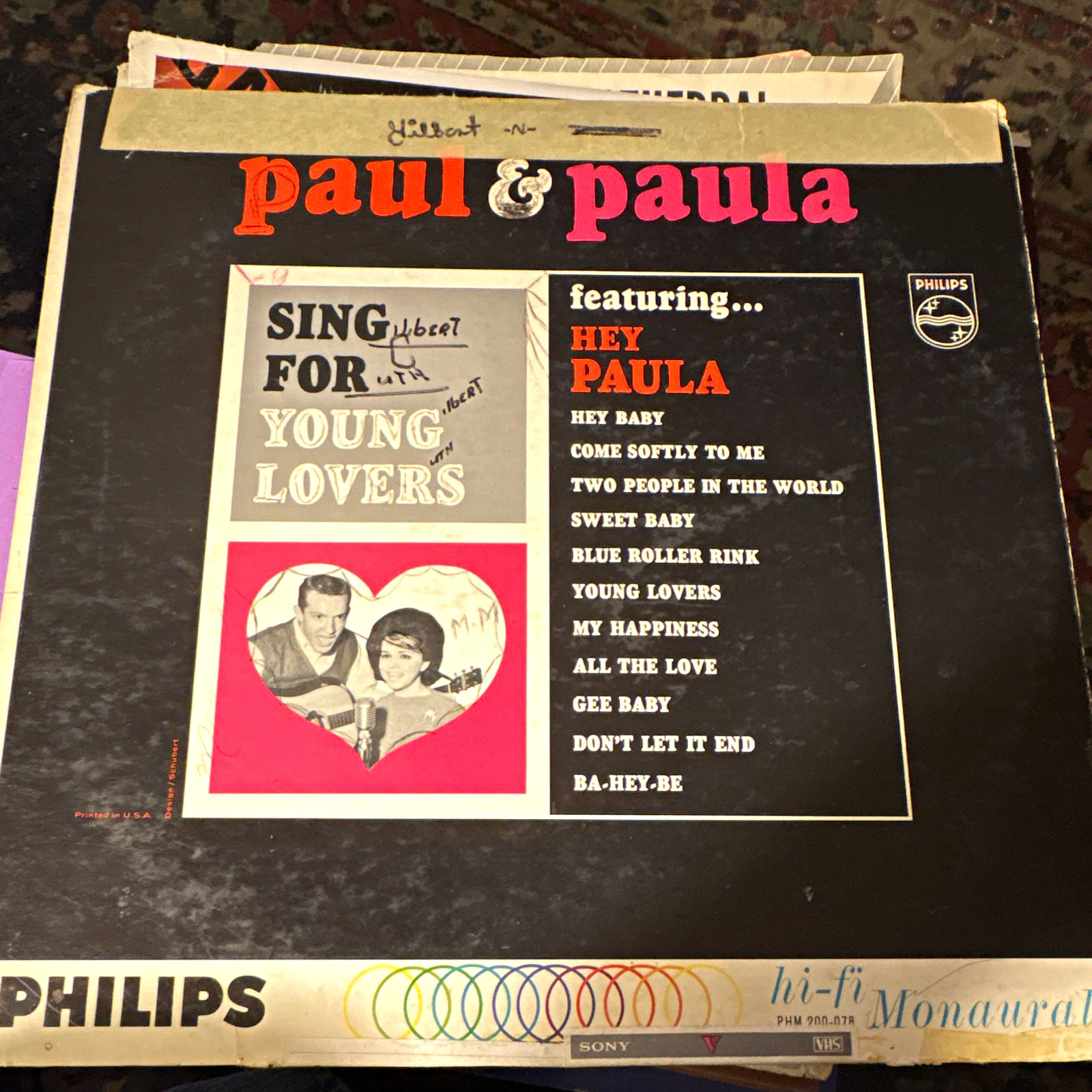 Paul & Paula Sing For Young Lovers LP Vinyl Record Philips Pop