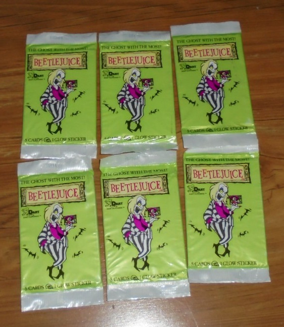 Beetlejuice Trading Card Packs 6 packs Dart Flipcards 1990