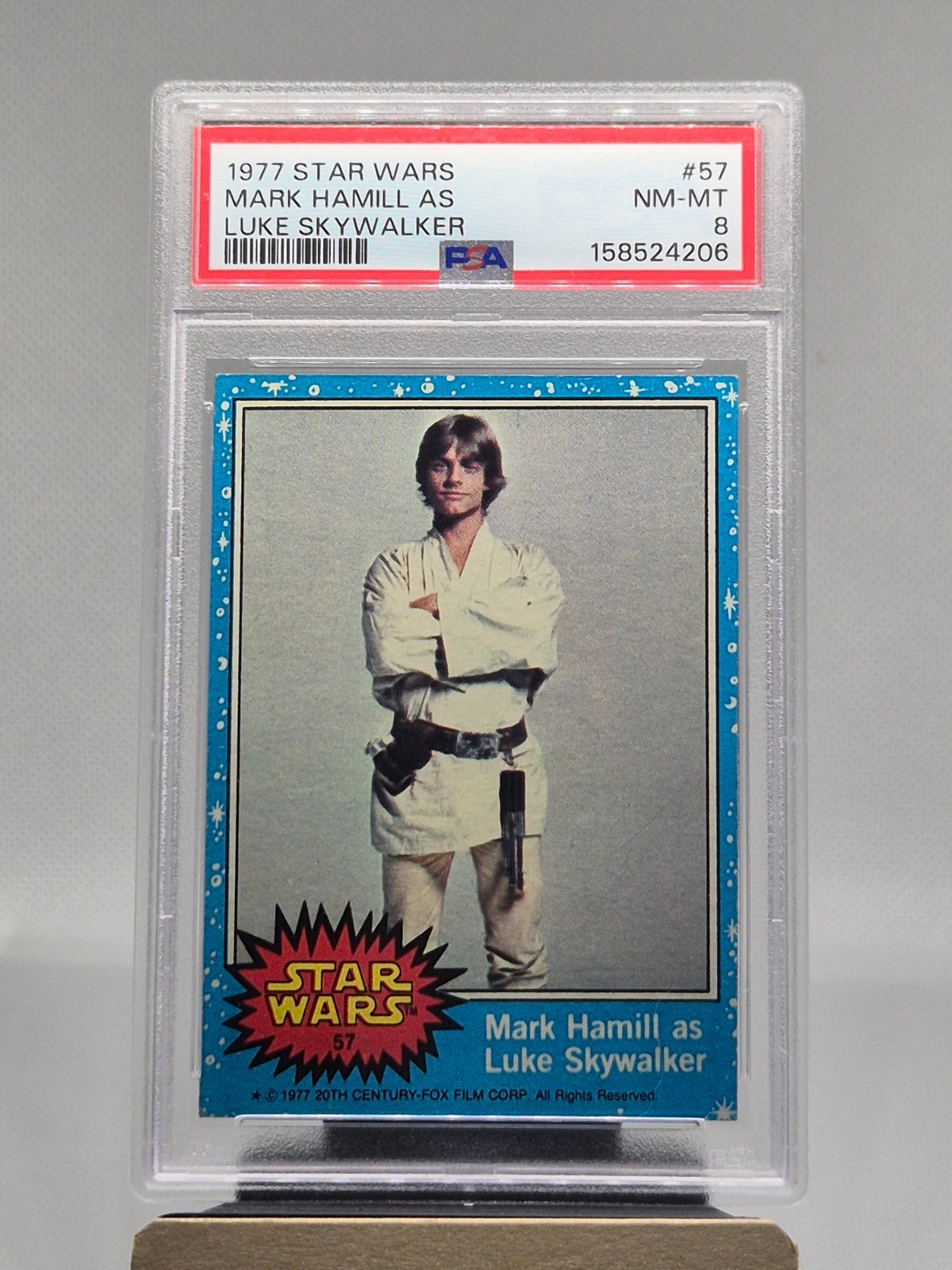 1977 Topps Star Wars Mark Hamill as Luke Skywalker PSA 8 NM-MT Blue Trading card