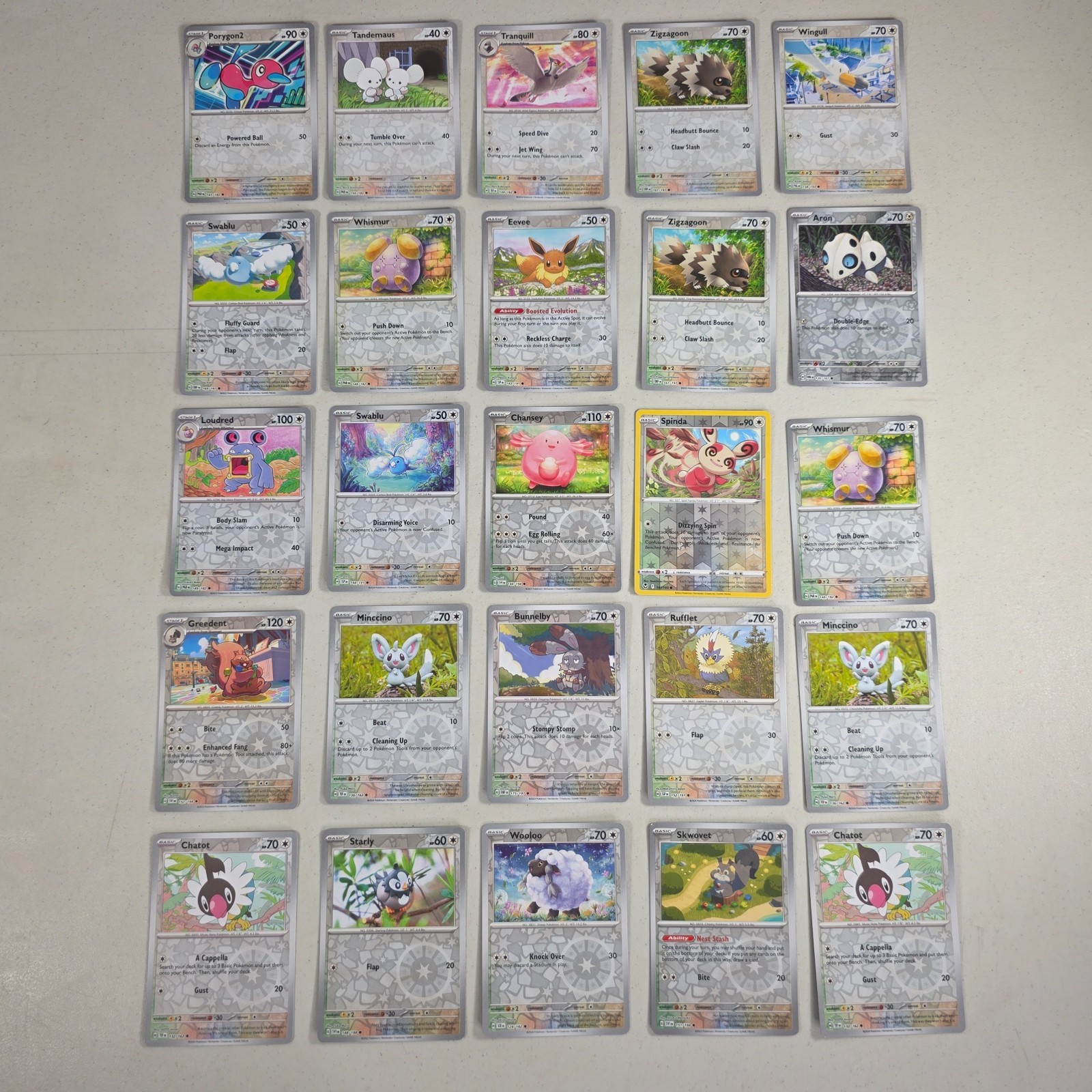 Carte Pokemon Reverse Holo lotto di 50 tutte tipo normale leggermente giocate