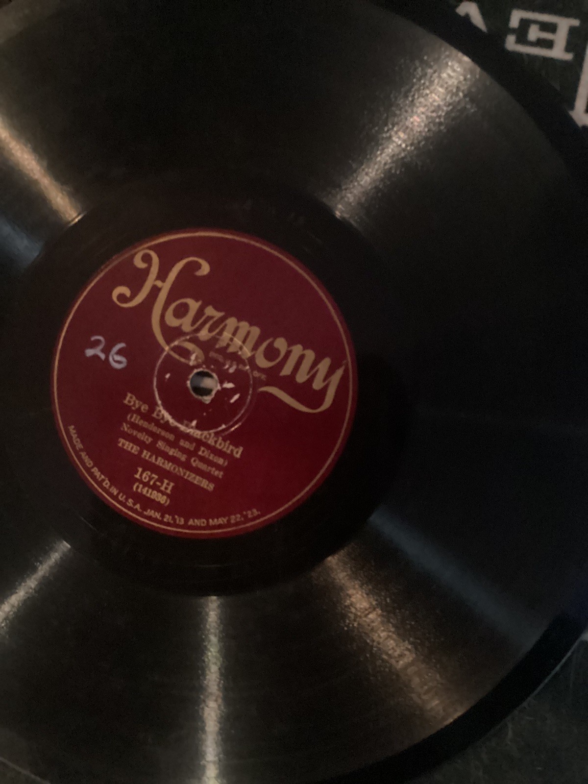 The Harmonizers - Bye Bye Blackbird / Honey Bunch - Harmony 167-H 78RPM
