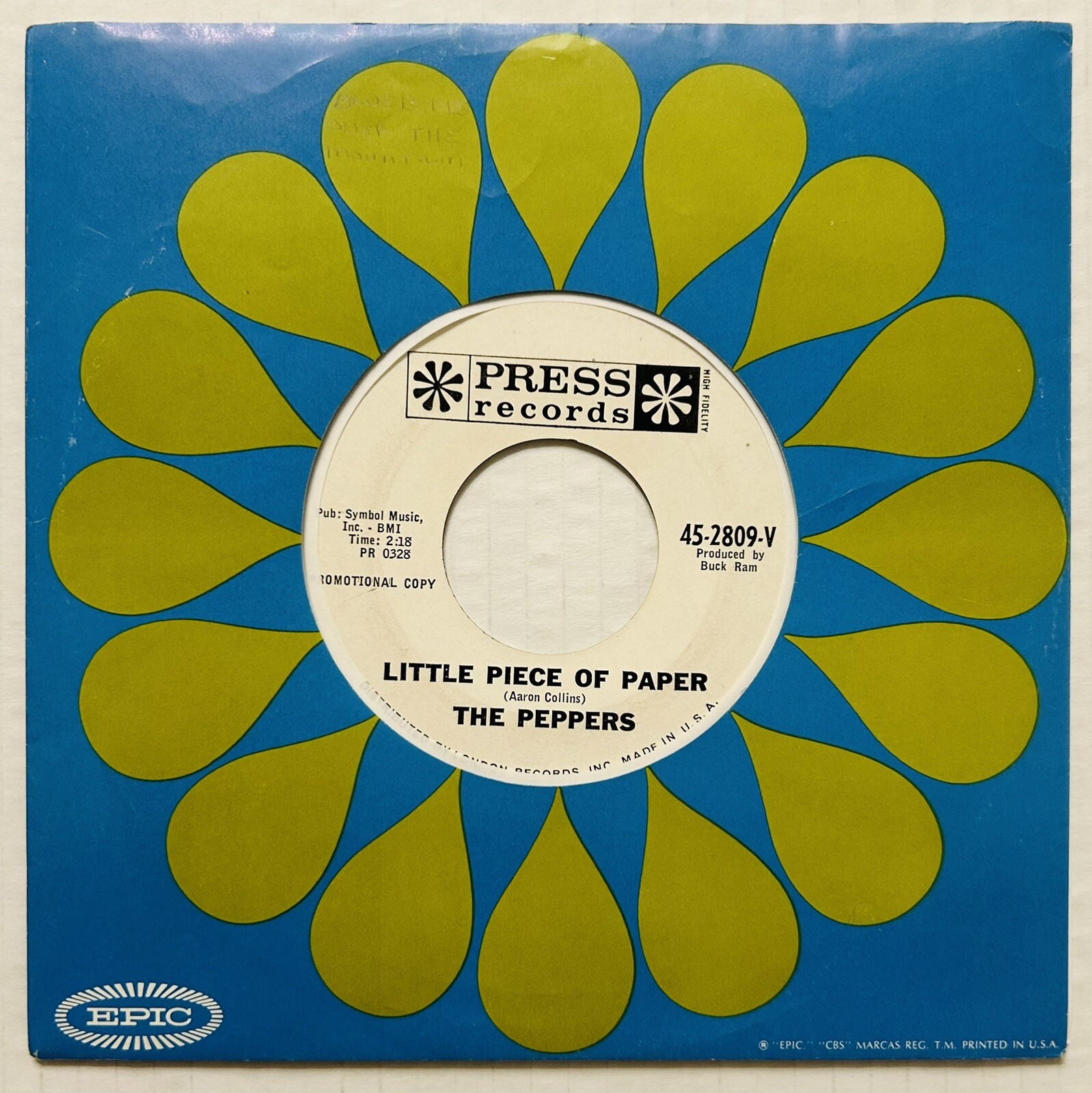 The Peppers - Little Piece of Paper - Press 2809 45 Promo WLP Northern Soul