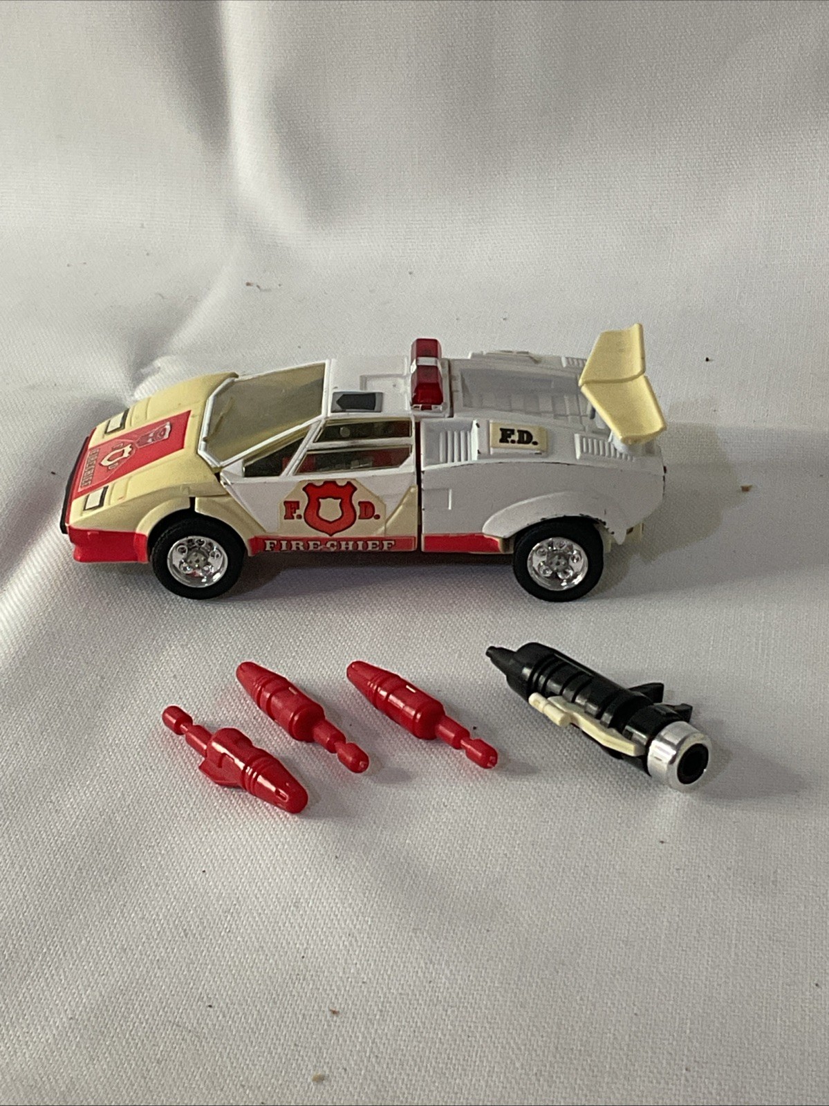 Transformers G1 Fire Chief Red Alert Lamborghini w/ Accessories Vintage