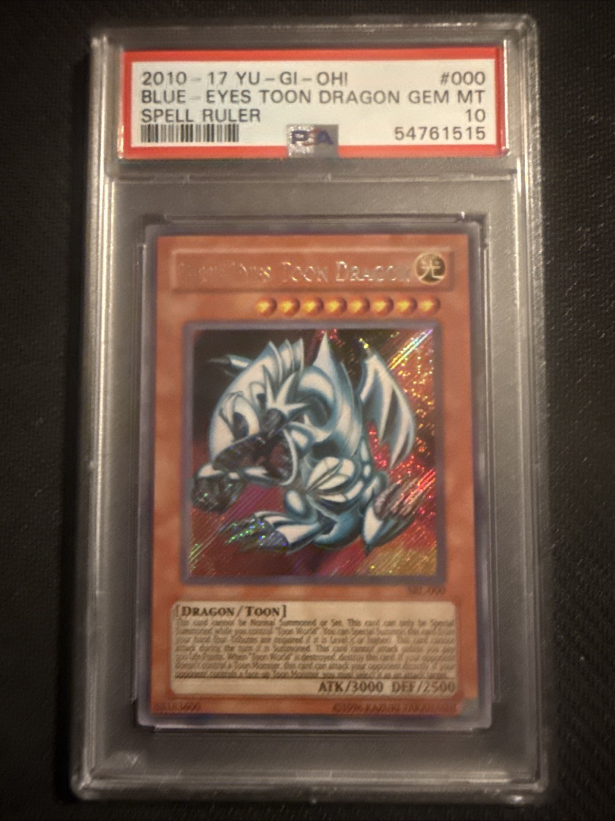 2010 Yu-Gi-Oh Blue Eyes Toon Dragon SRL-000 SPELL RULER  PSA 10