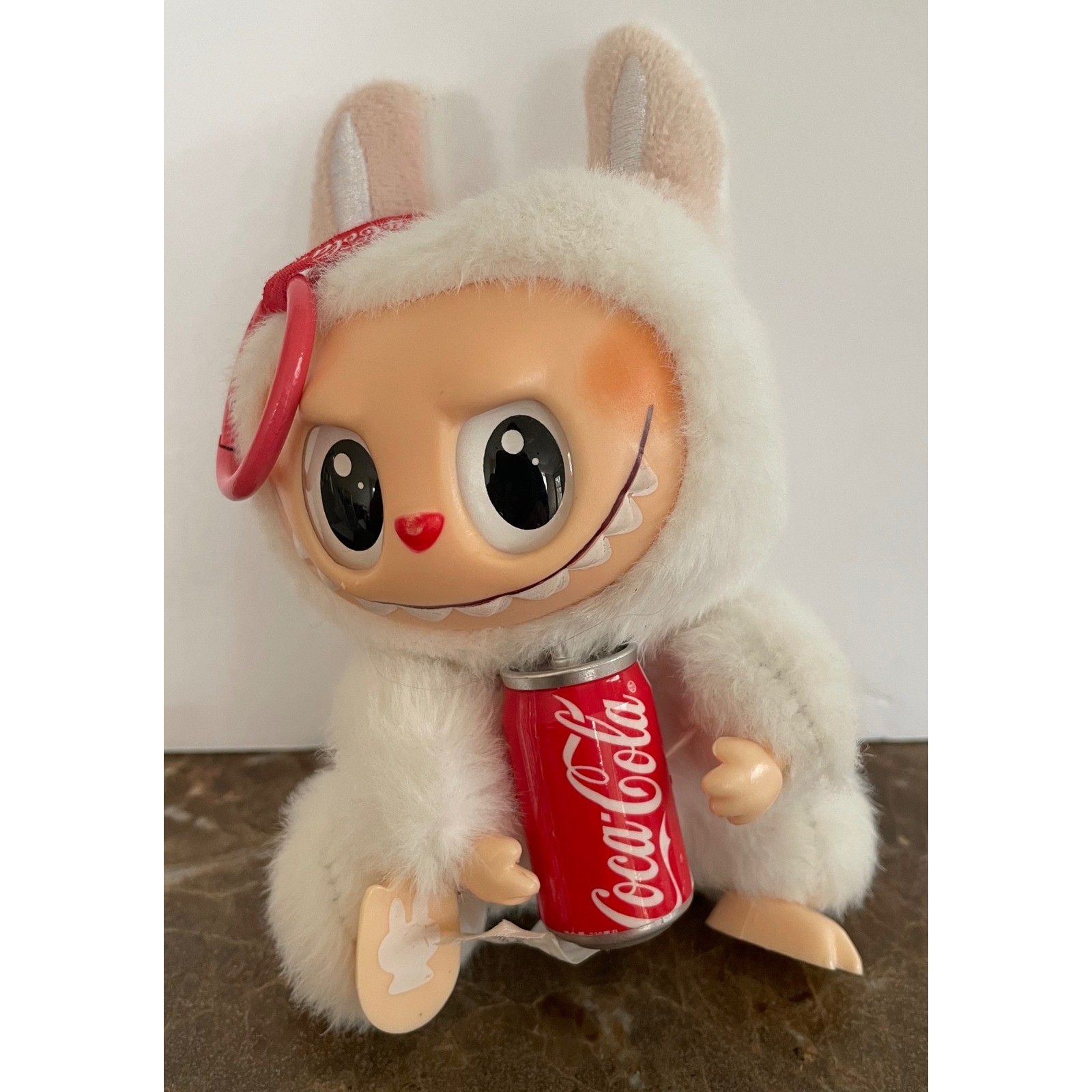 Pop Mart I Mostri Labubu x Coca-Cola Bianco Coniglietto Peluche Portachiavi Borsa Charm