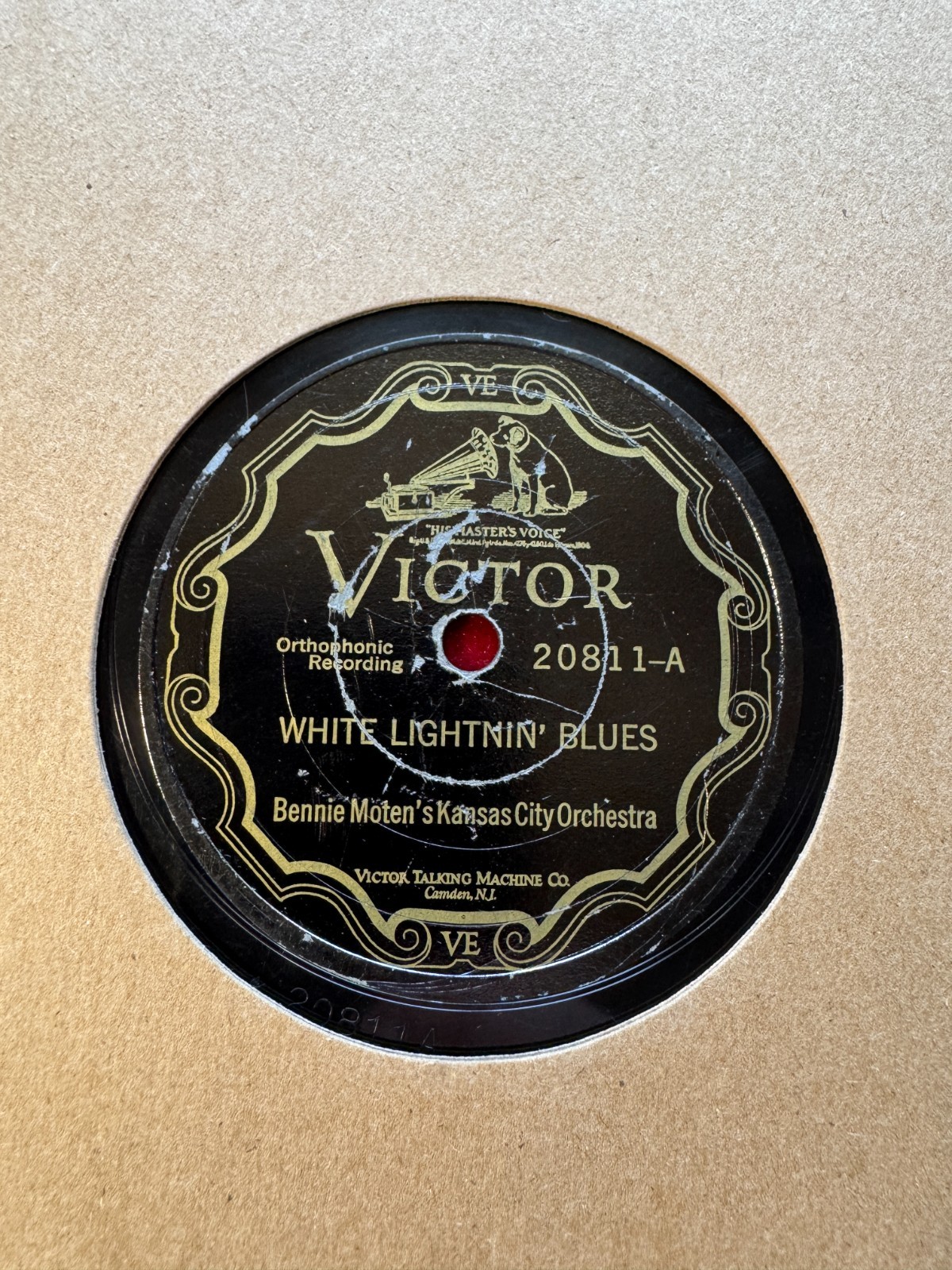 78Rpm, Jazz, Bennie Moten KC Orch 'White Lightnin' / Muscle Shoals Blues' Victor