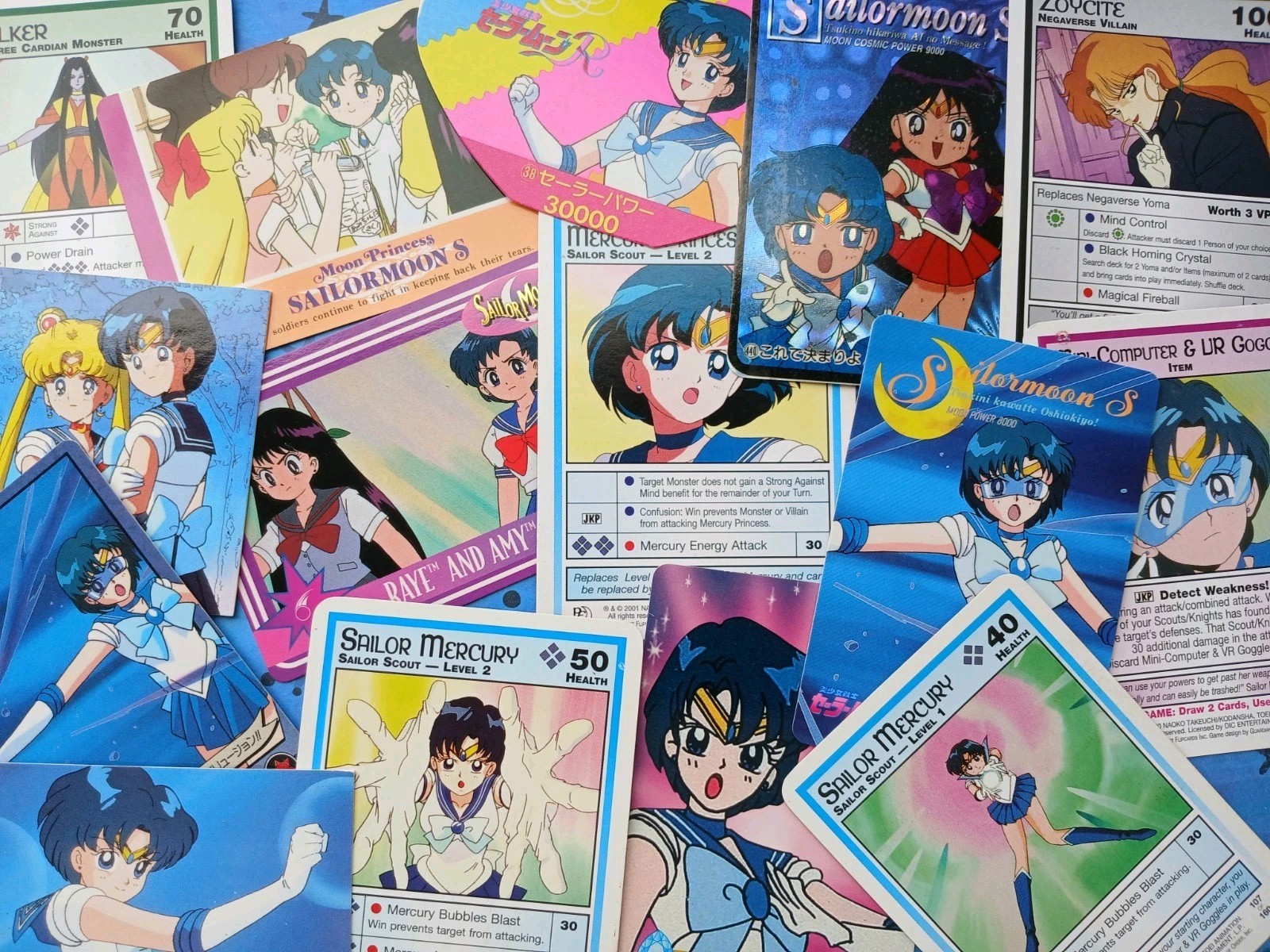 Mercury Bundle - Lotto misto di 15 carte Sailor Moon - CCG, Amada, Cardzillion, Prism