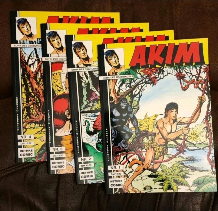 4x Album AKIM Hethke Comic Akim 1-4, Figlio della Giungla Edizione da Collezione 1988 