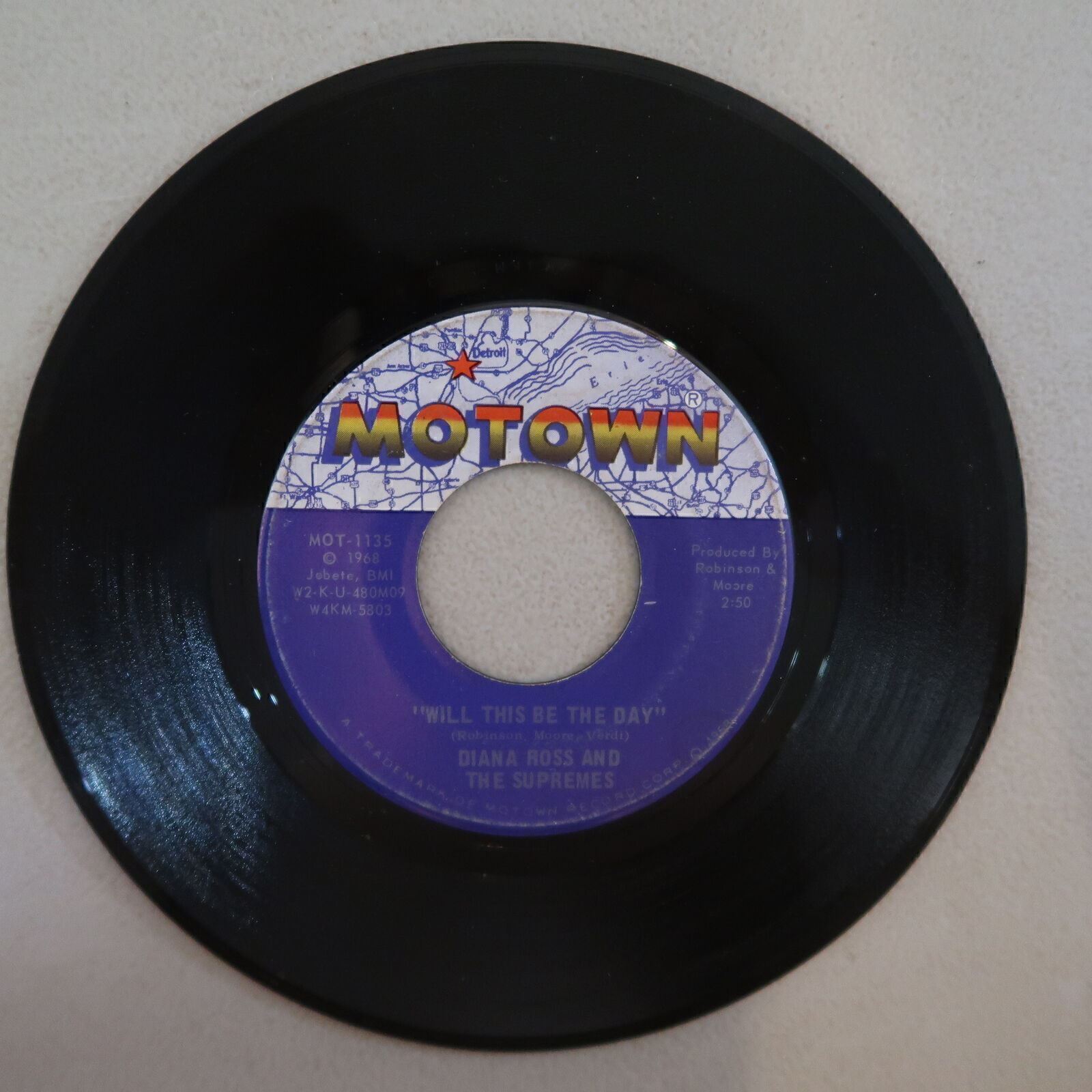  DIANA ROSS WILL THIS BE THE DAY/LOVE CHILD VINYL 45 MOTOWN VG 2-72