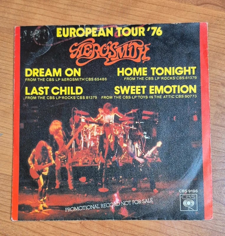 Rock vinyl single: Aerosmith  - European tour, '76