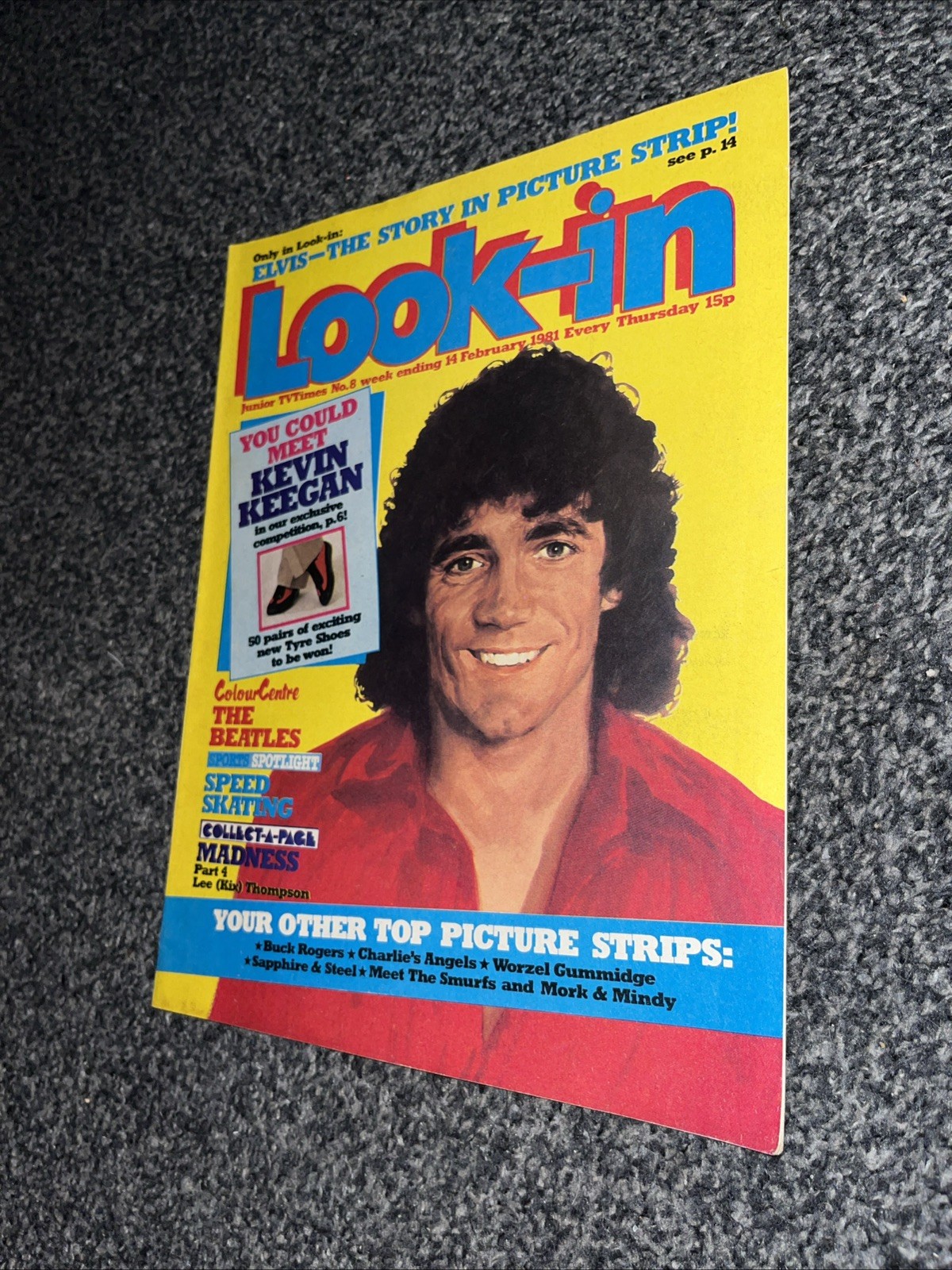 LOOK-IN BRITISH VINTAGE MAGAZINE ISSUE 8 14TH FEB 1981 Kevin Keegan & poster 