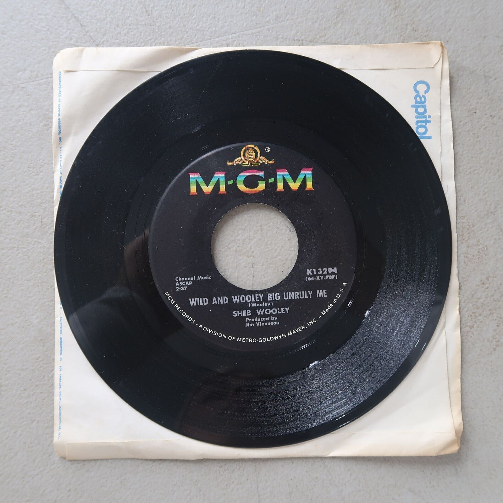 SHEB WOOLEY WILD AND WOOLEY BIG UNRULY ME/SITTIN' AND THINKIN' VINYL 45 VG 21-97