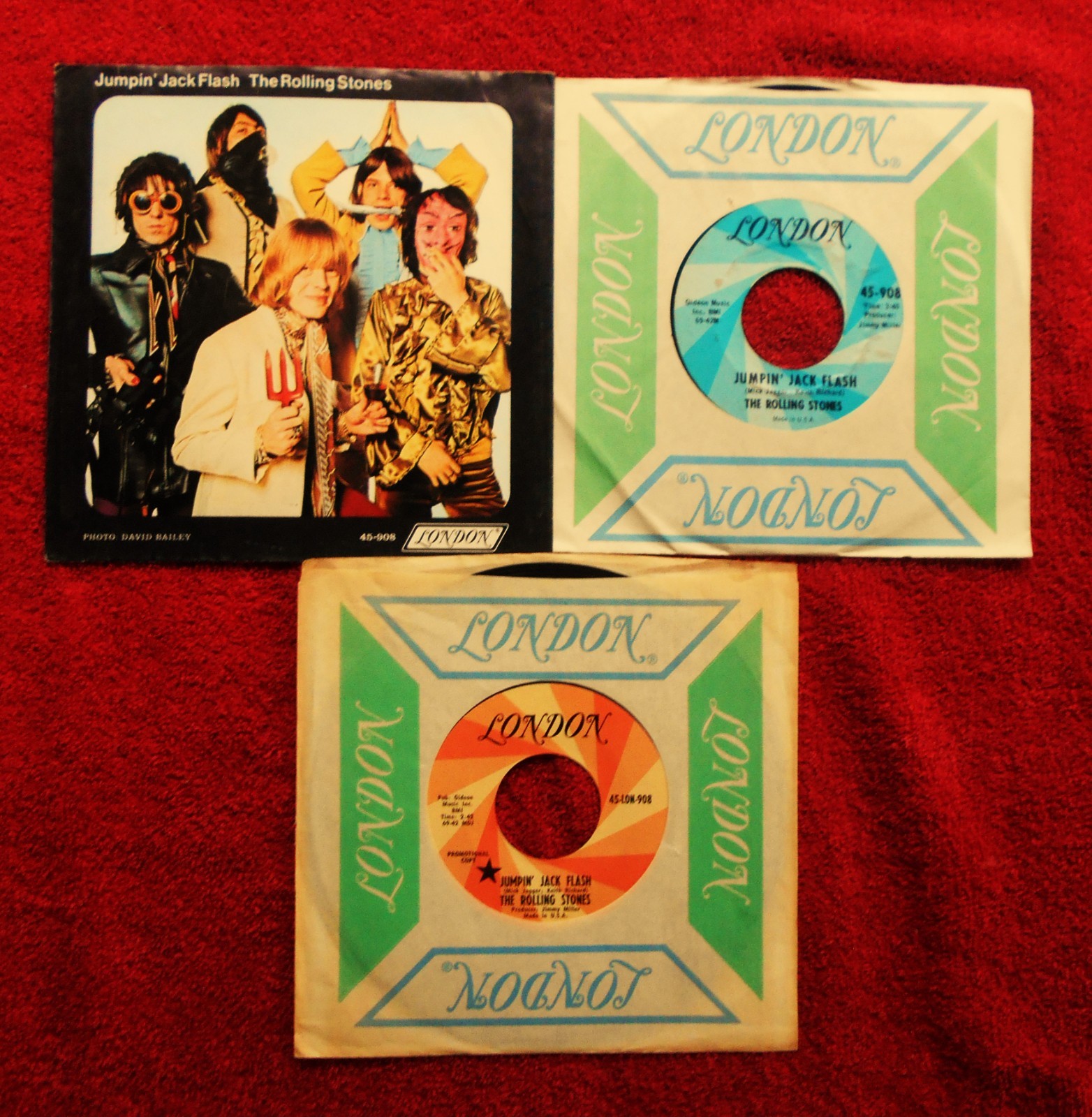 THE ROLLING STONES   JUMPIN' JACK FLASH    1968 PROMO 45 WITH PICTURE SLEEVE