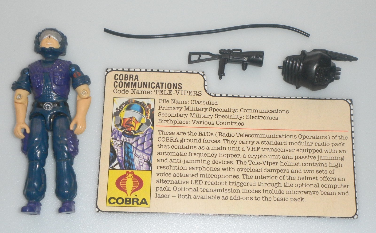 Cobra Tele Viper G.I. 1985 vintage Lotto figurine GI Joe v1 100% complete 3,75 ARAH