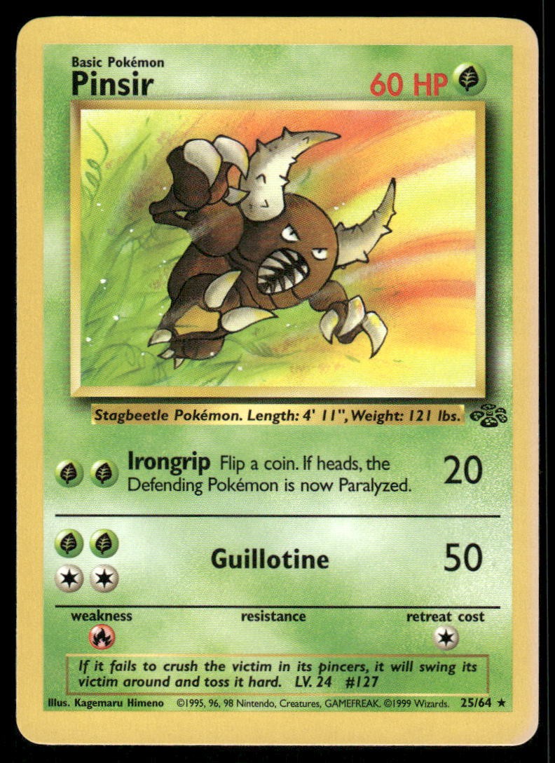 Pokemon Cards Pinsir 25/64 Unlimited Jungle Rare LP