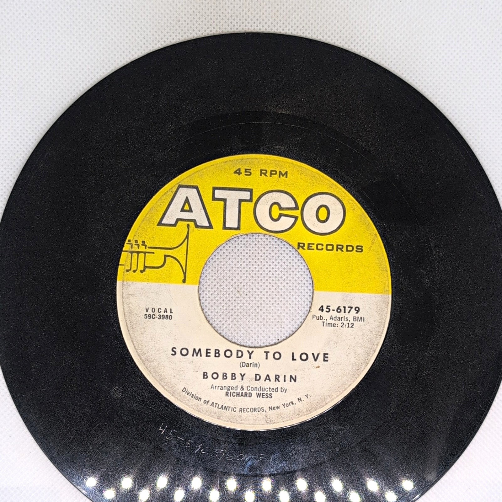 Bobby Darin Somebody to Love/Artificial Flowers 7" 45 RPM ATCO 45-6179