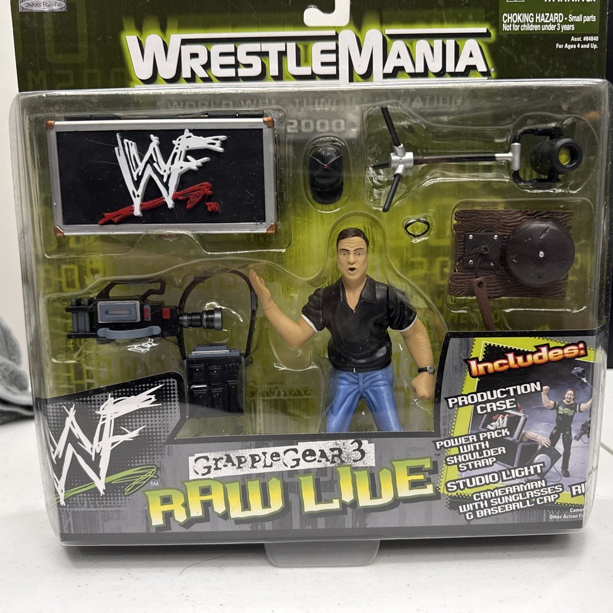 WWF WWE Wrestling Jakks Grapple Gear Series 3 Raw Live Camera Man set accessori