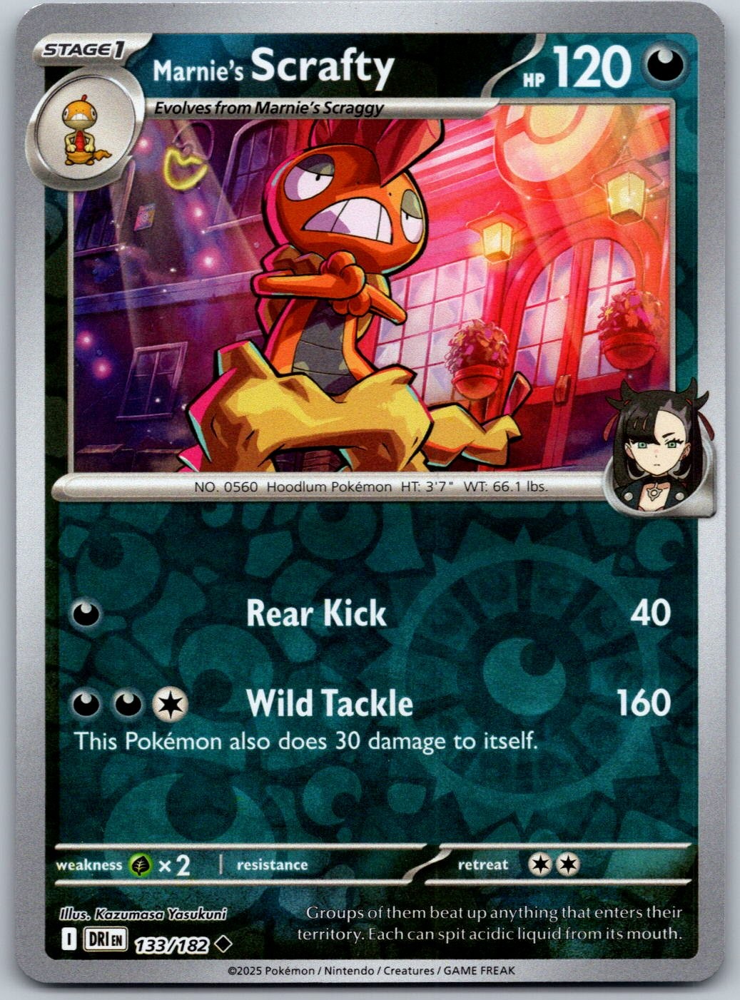 Marnie's Scrafty 133/182 Non Comune Destinato Rivali Pokemon Reverse Holo Near Mint