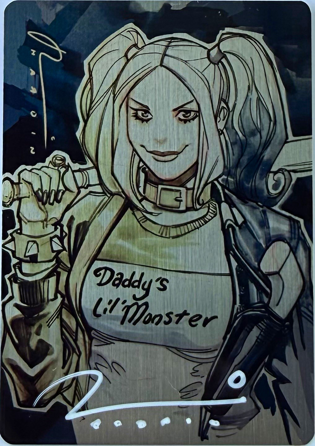 Harley Quinn Metal Trading Card Signed Chad Hardin COA DC Comics Art