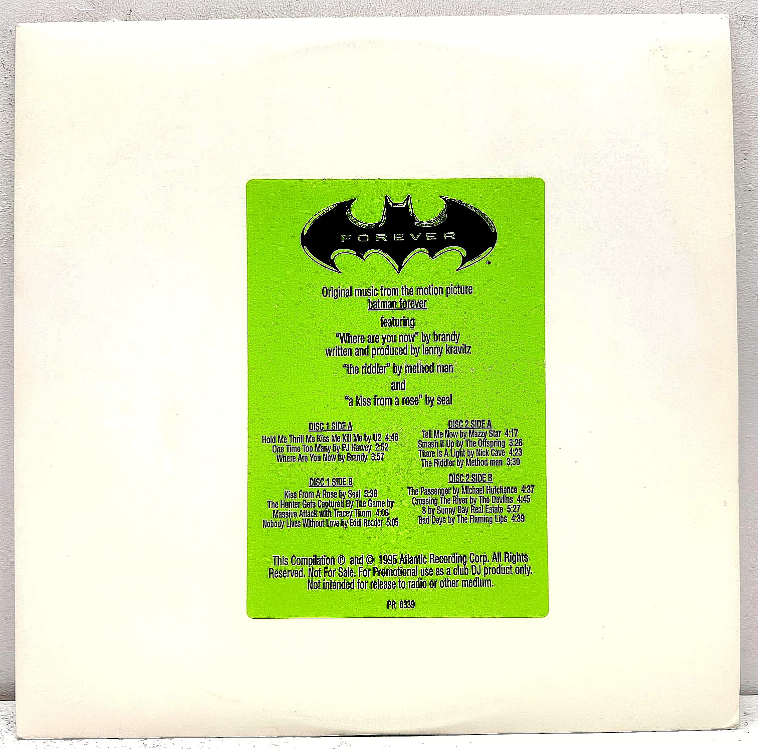 Batman Forever White Label Promo 1995 Vinyl Atlantic Records 1st Press Seal U2