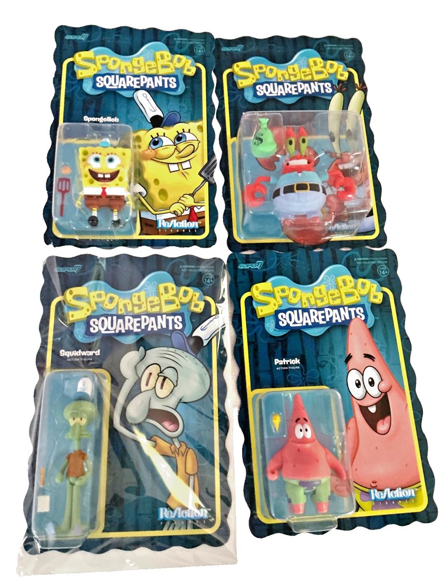 Spongebob Squarepants Patrick Squidward Mr Krabs Super7 tutte le figure non perforate