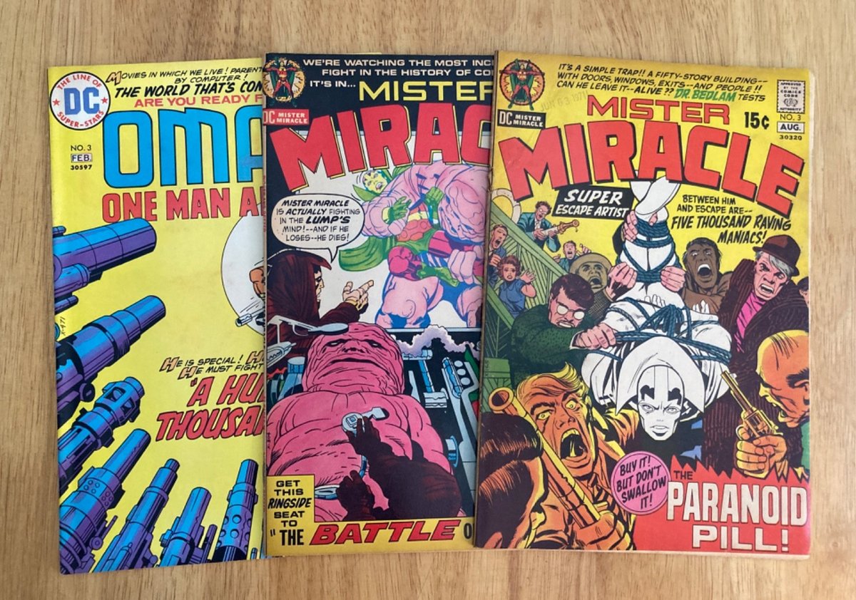 2 Jack Kirby MISTER MIRACLE: #3 (VG), 8 (Bello ma "Marvel Tanning") +OMAC 3 (FN)