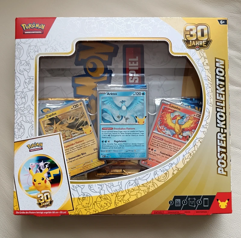 Pokemon 30 Jahre Poster Kollektion TCG Booster Arktos Zapdos Lavados neu ovp