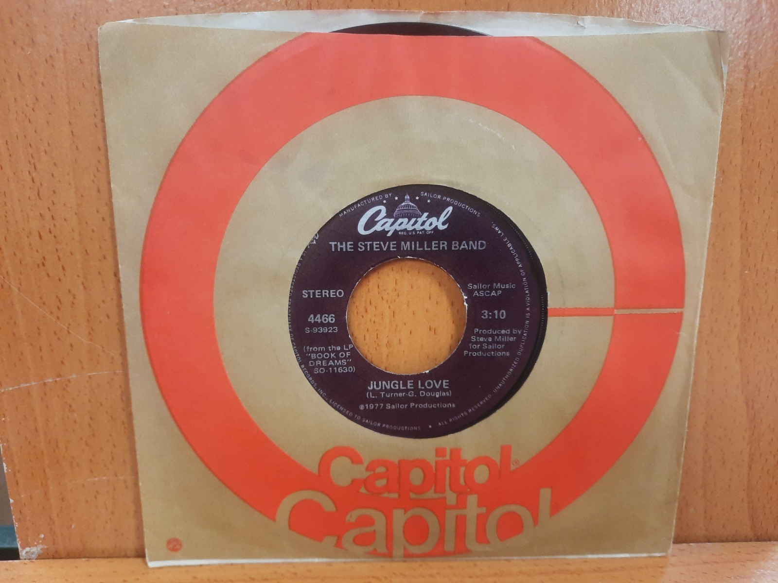 45 / Steve Miller Band / 1977 / Jungle Love / Wish Upon A Star