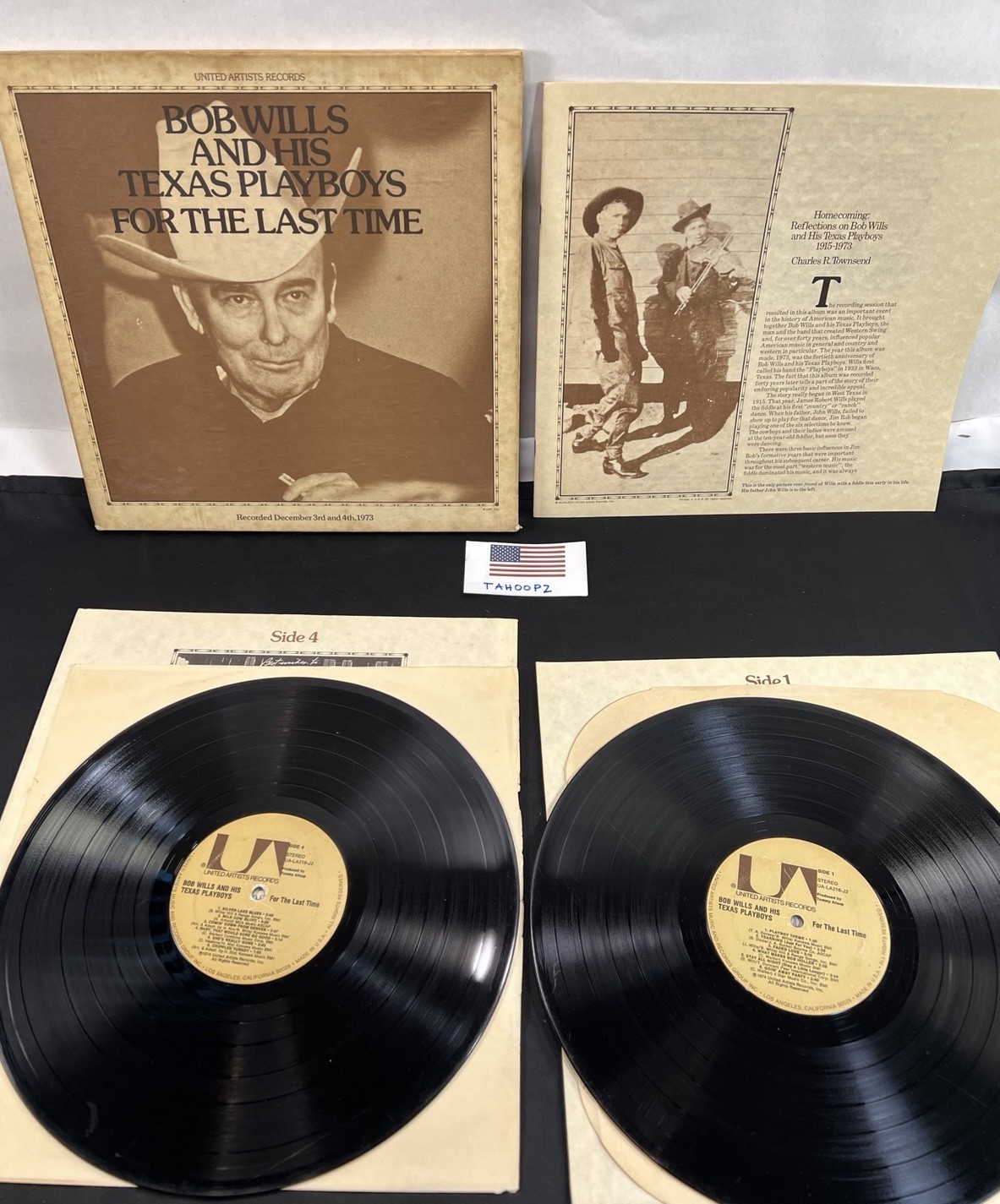 Bob Wills Texas Playboys For The Last Time Album LP Vinyl  4-Side RECORDED '73