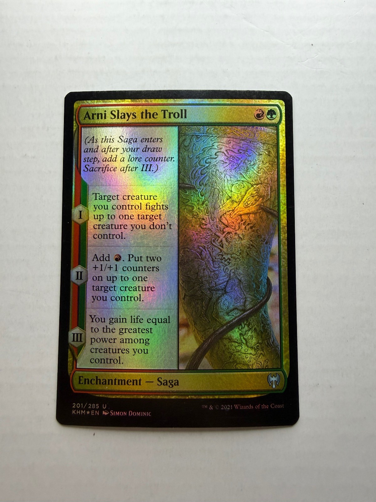 Arni Slays the Troll 201 Uncommon Kaldheim Magic: The Gathering Foil LP