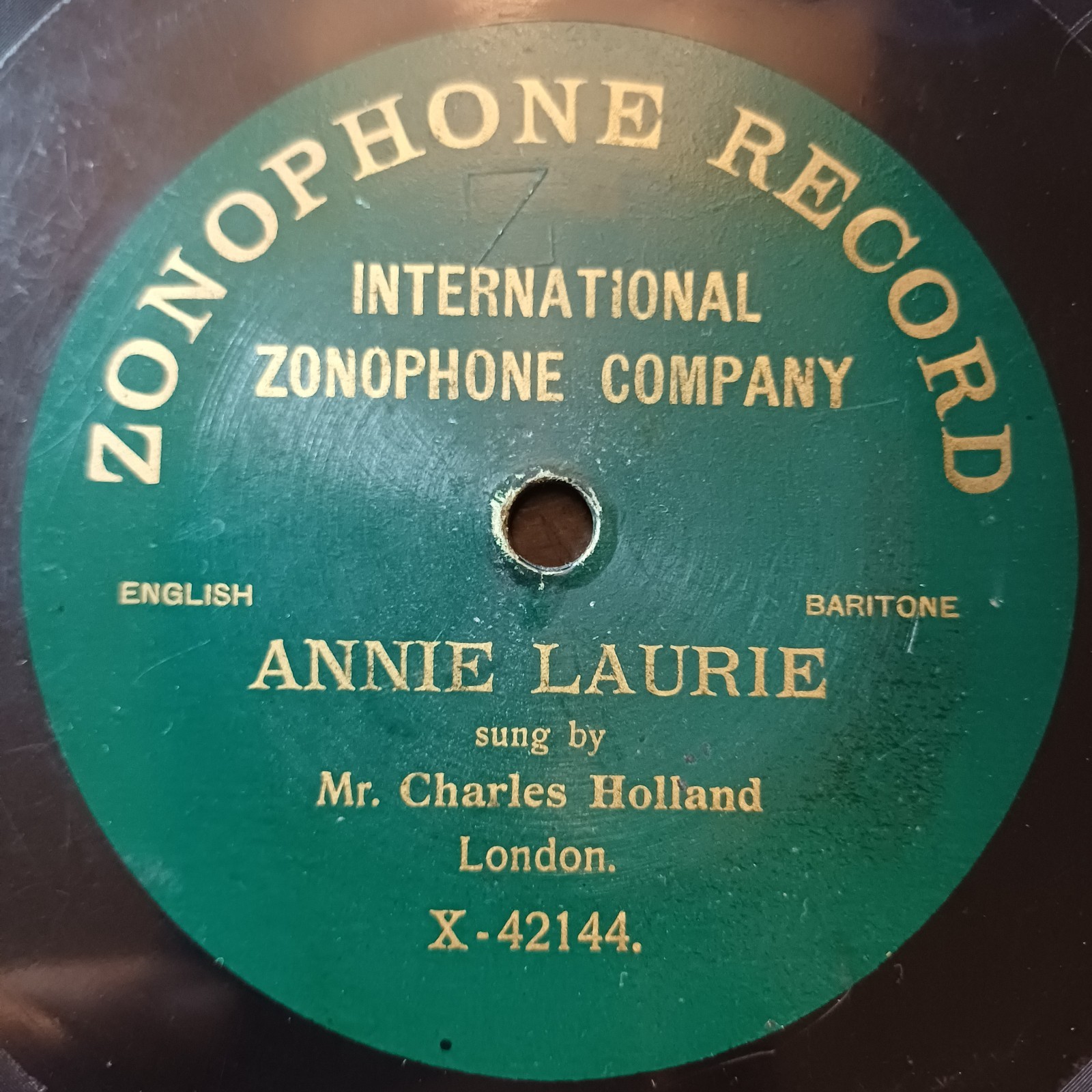 CHARLES HOLLAND Annie Laurie ZONOPHONE X42144 10" 78RPM Gramophone Record